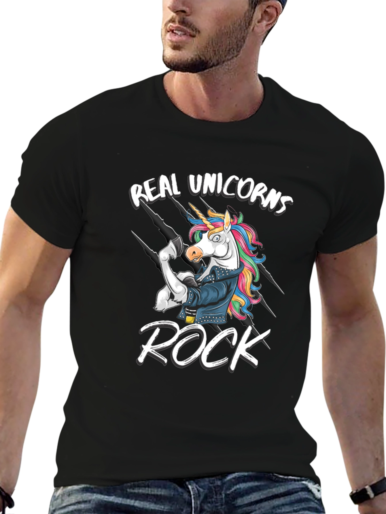 Black Real Unicorns Rock T-Shirt - Black view 6