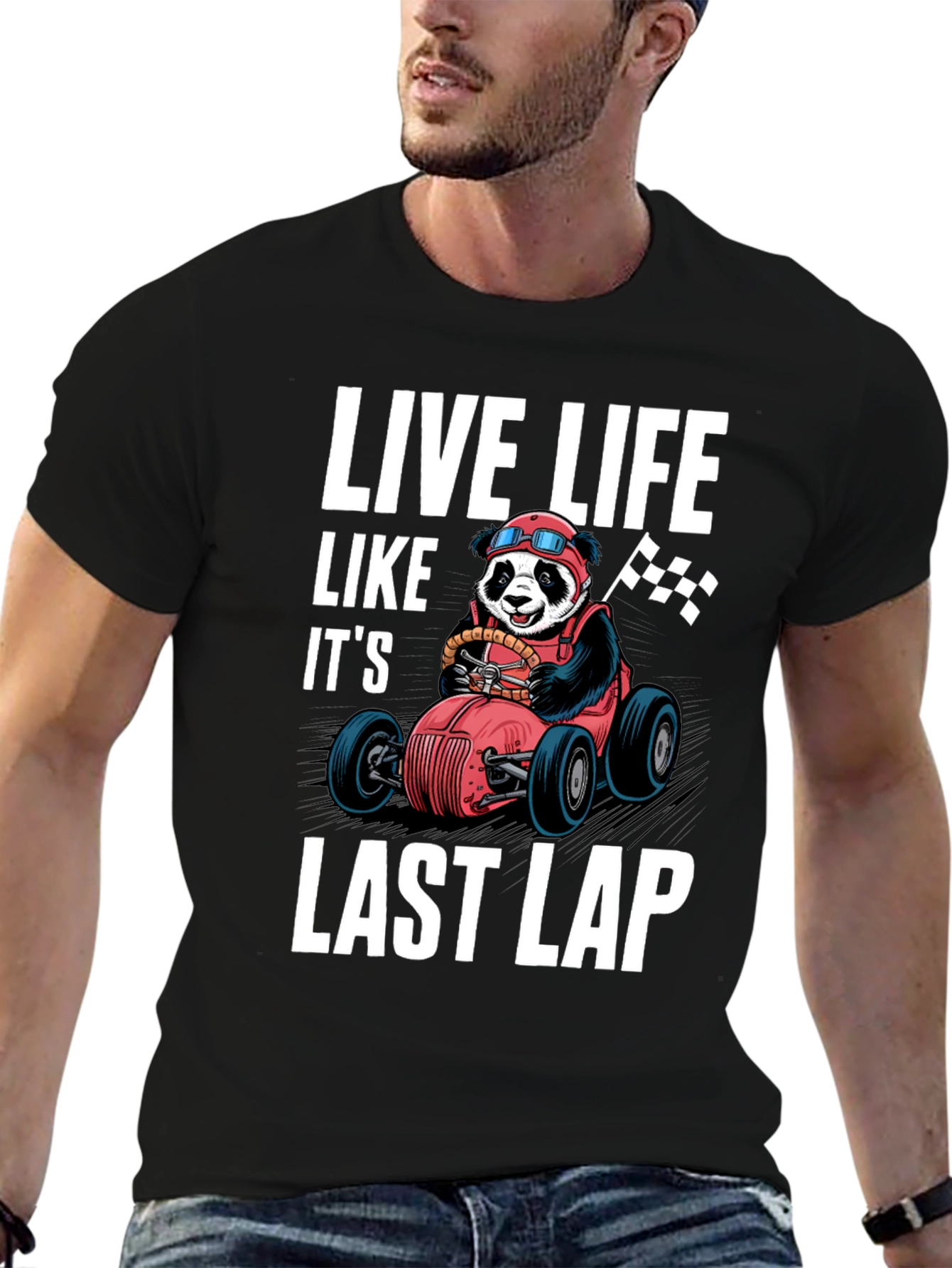 Black Live Life Last Lap Panda Tee view 6