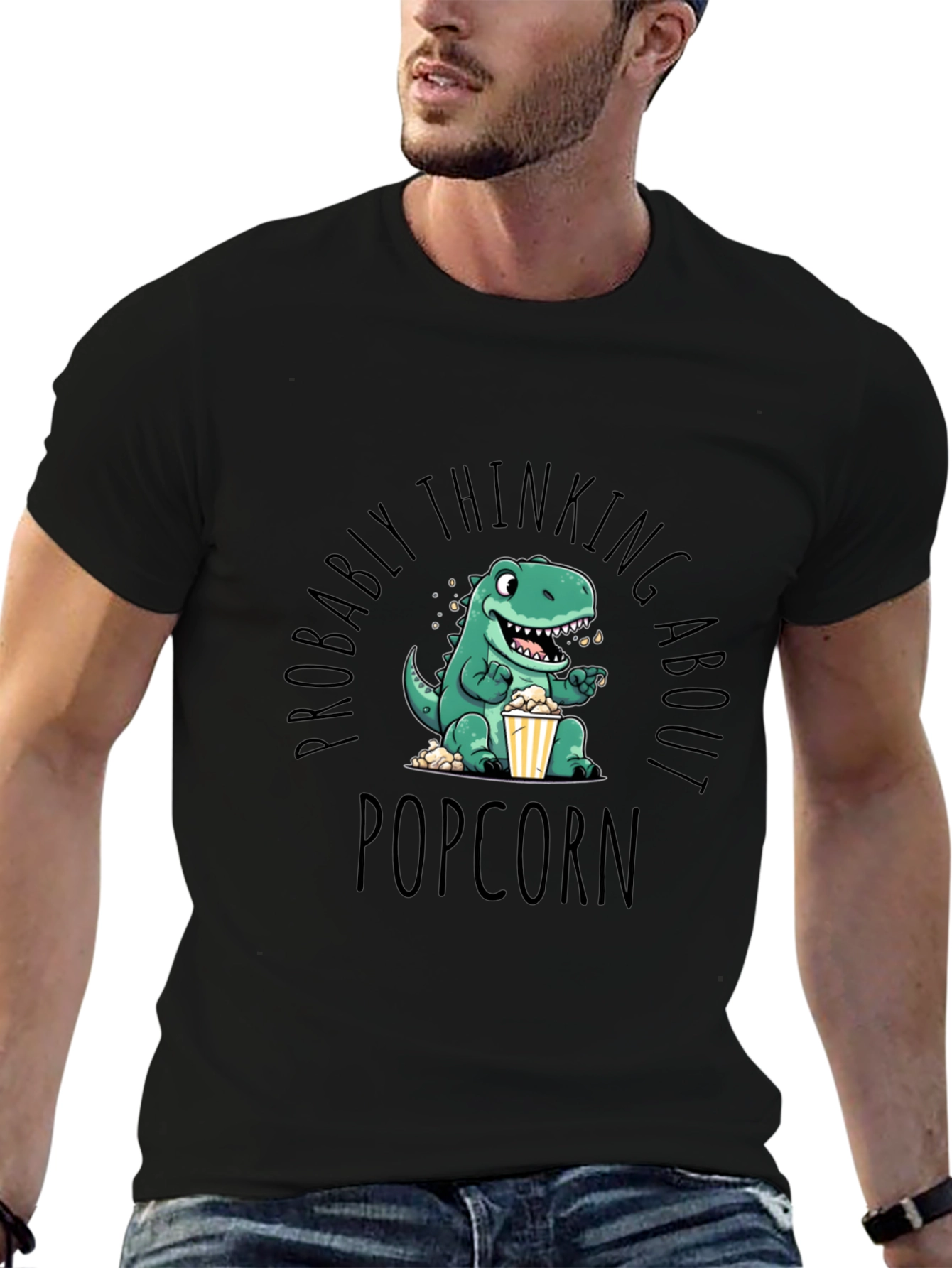 Black Dino Popcorn T-Shirt - Foodie Fun! view 6