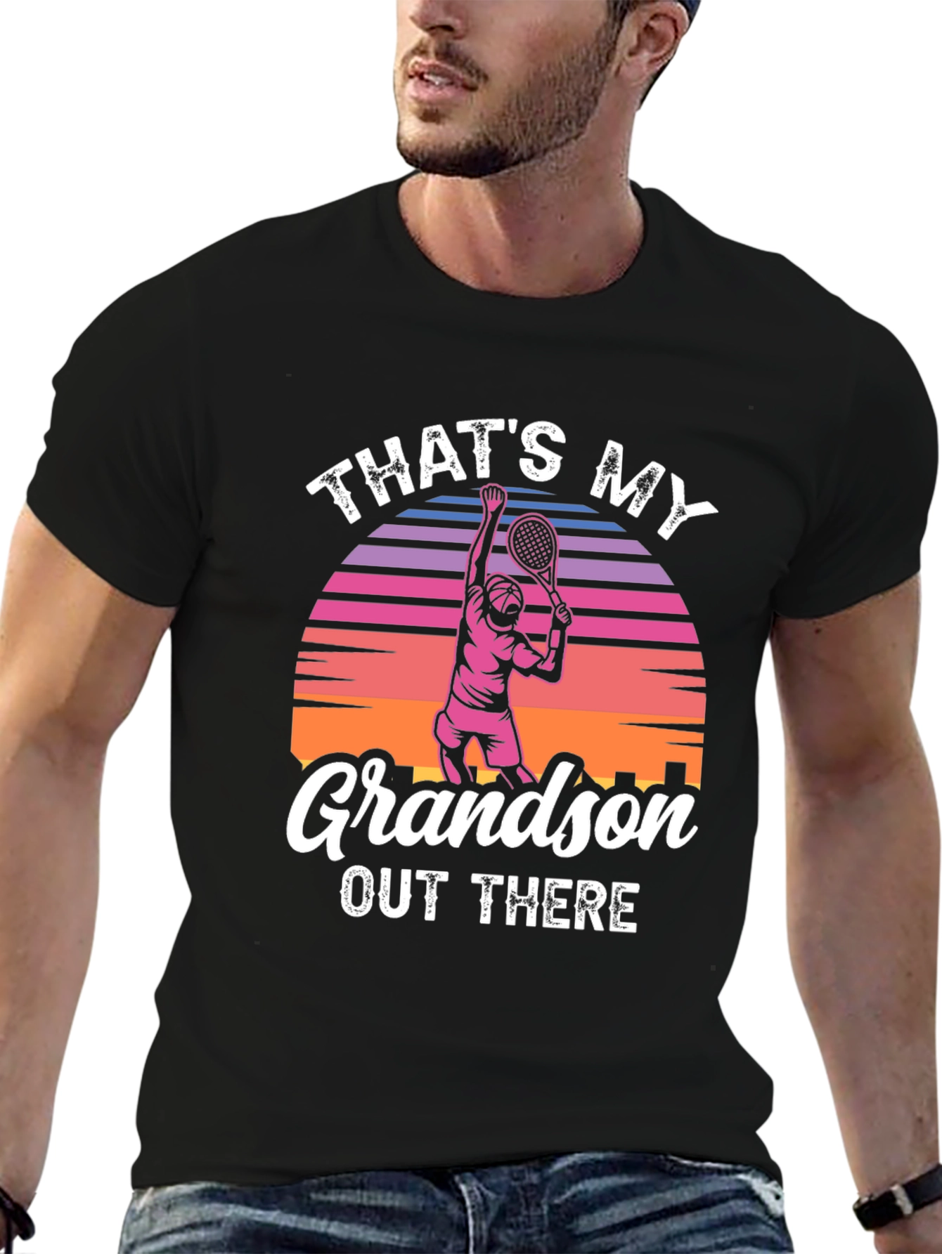 Black That's My Grandson Out There T-Shirt view 6