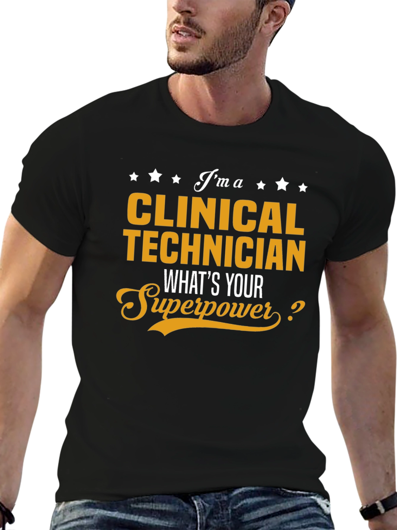Black Clinical Technician Superpower T-Shirt view 6