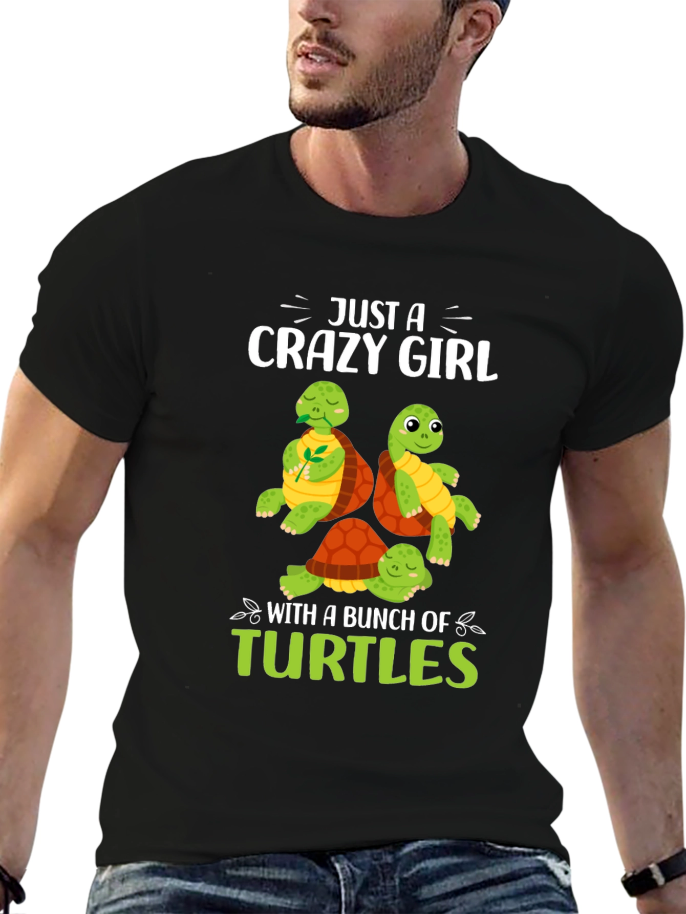 Black Crazy Girl Turtles Graphic Tee view 6