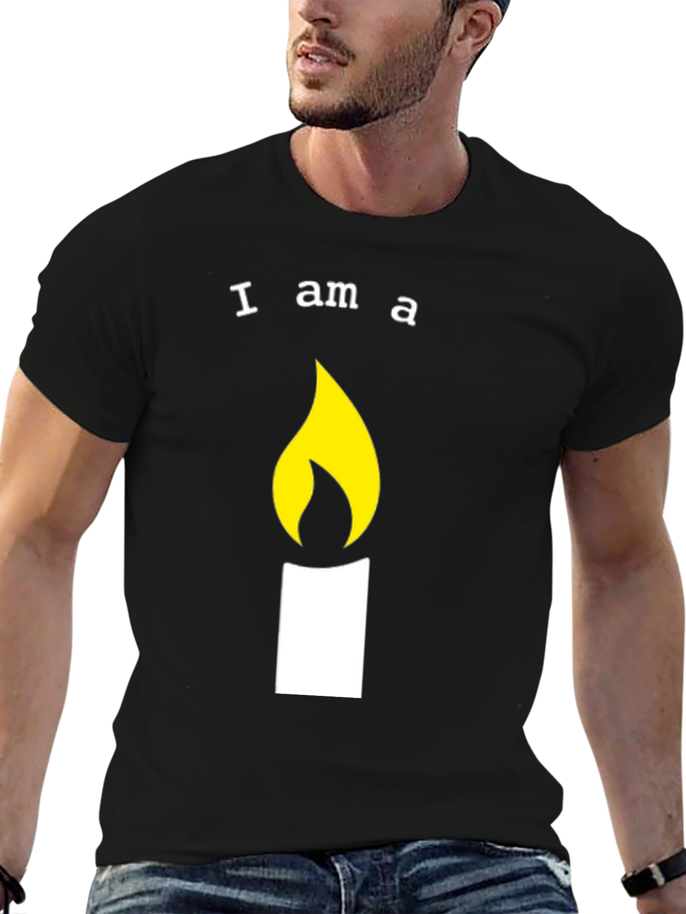 Black I am a Candle T-Shirt - Fun Graphic Tee view 6