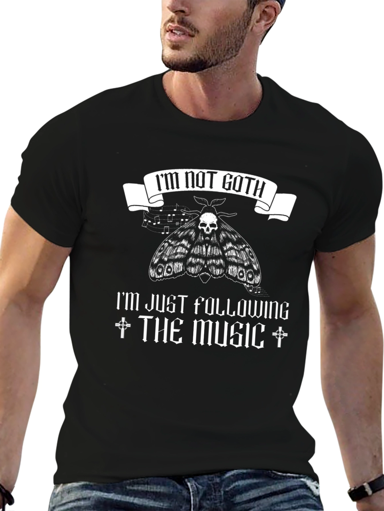 Black I'm Not Goth T-Shirt - Music Follower Tee view 6