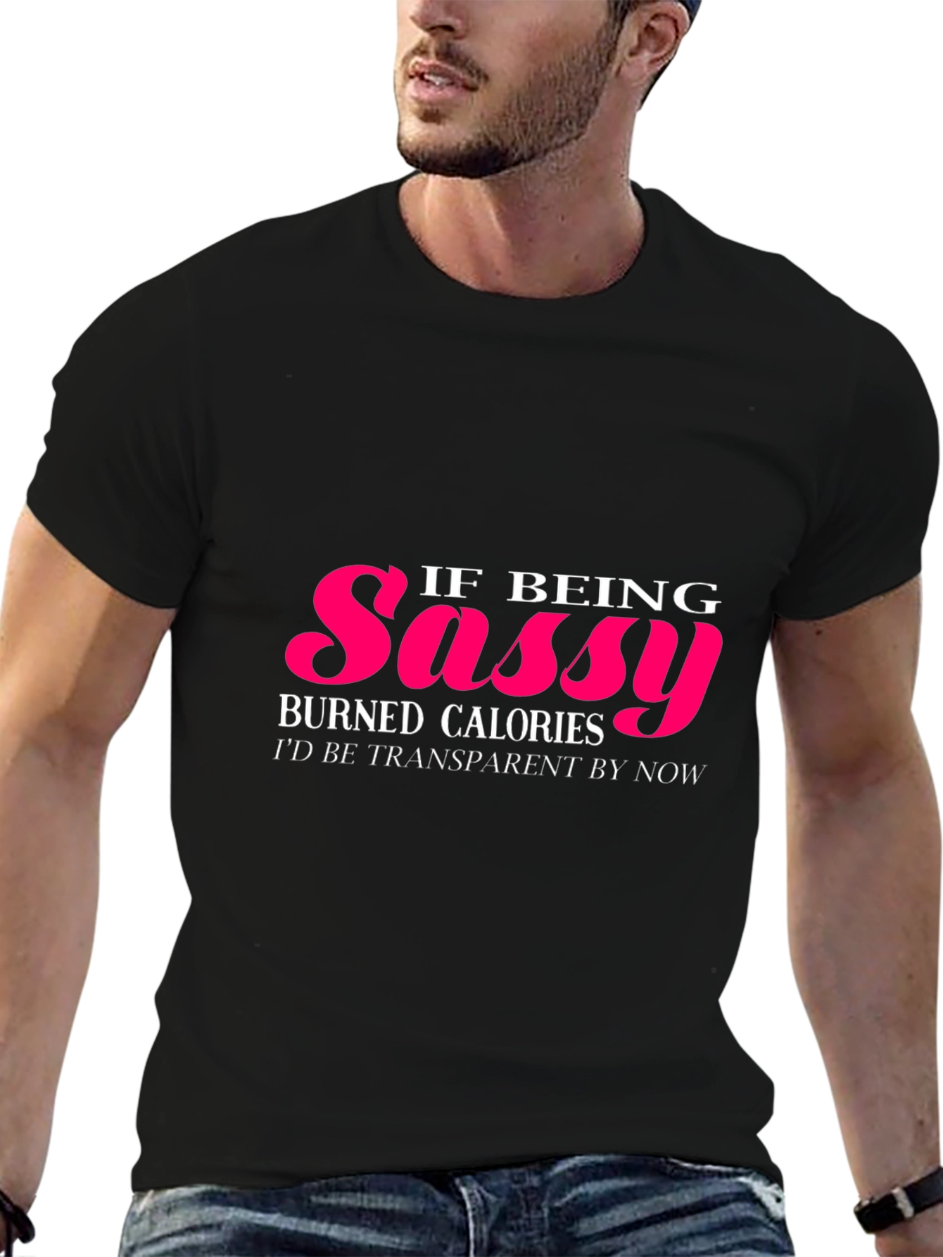 Black Sassy Calories Burned T-Shirt - Funny Graphic Tee view 6