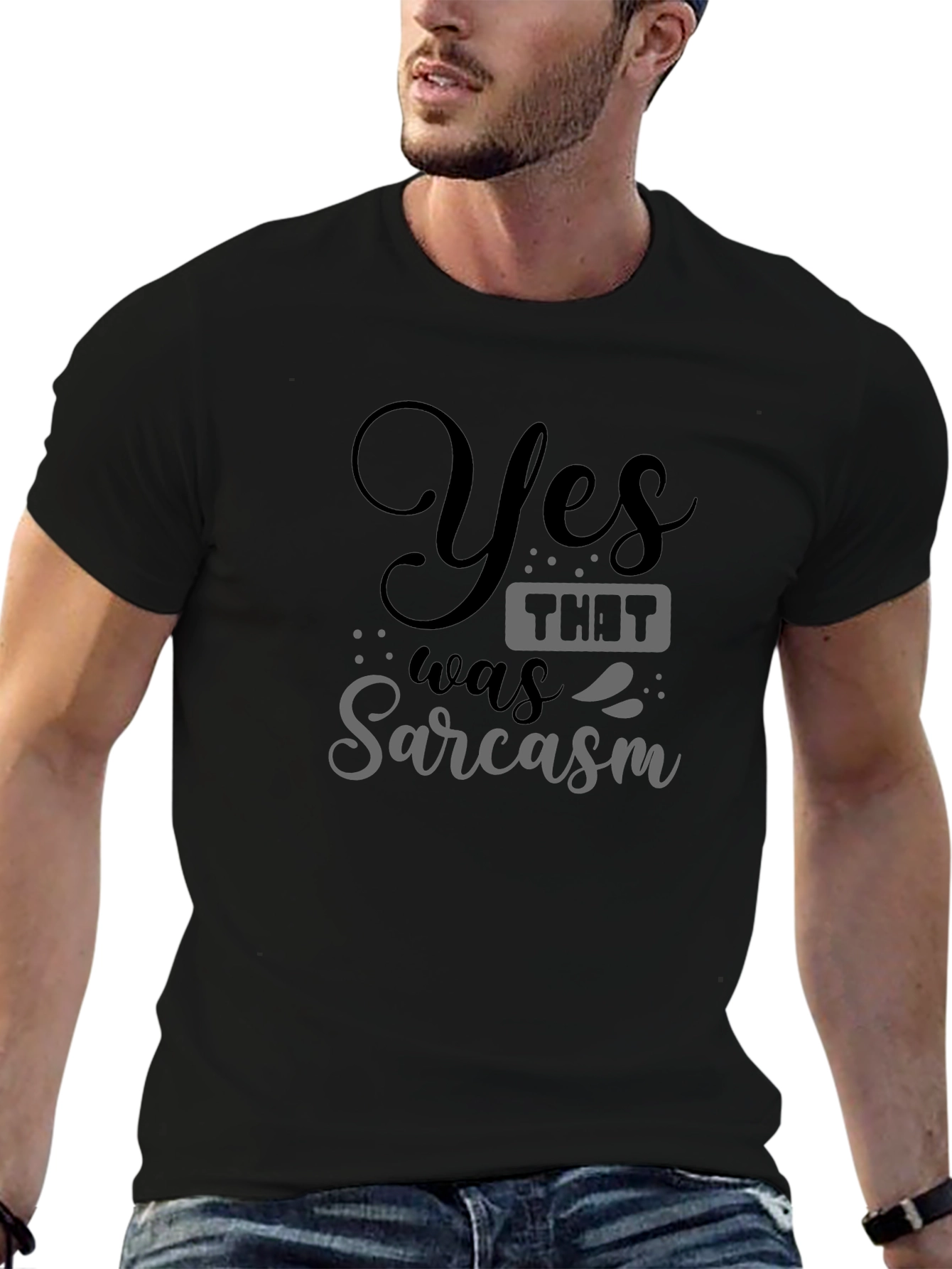Black Yes, That Was Sarcasm T-Shirt view 6