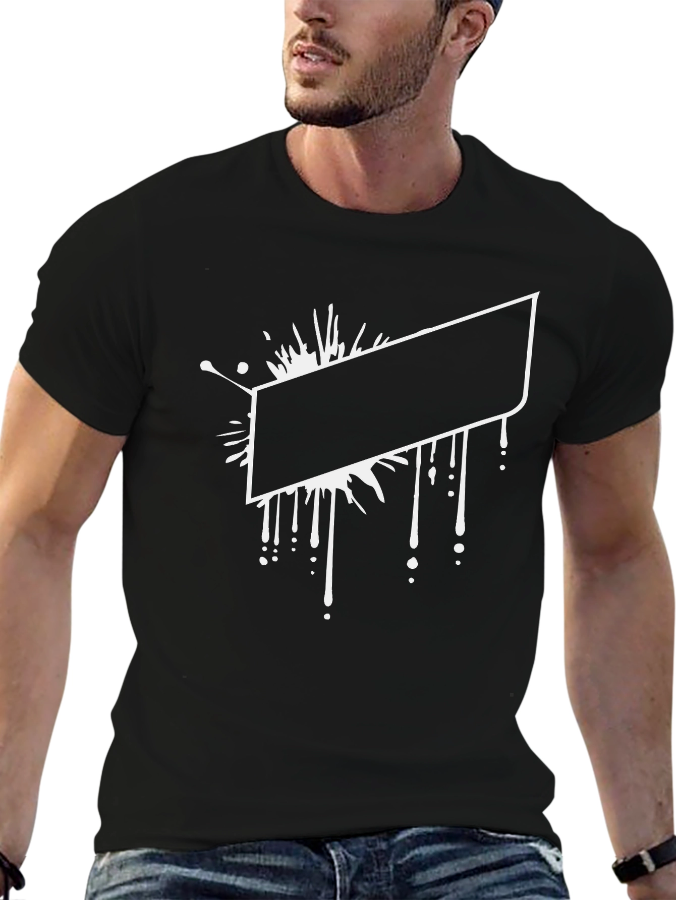 Black Abstract Graphic Print Black T-Shirt view 6