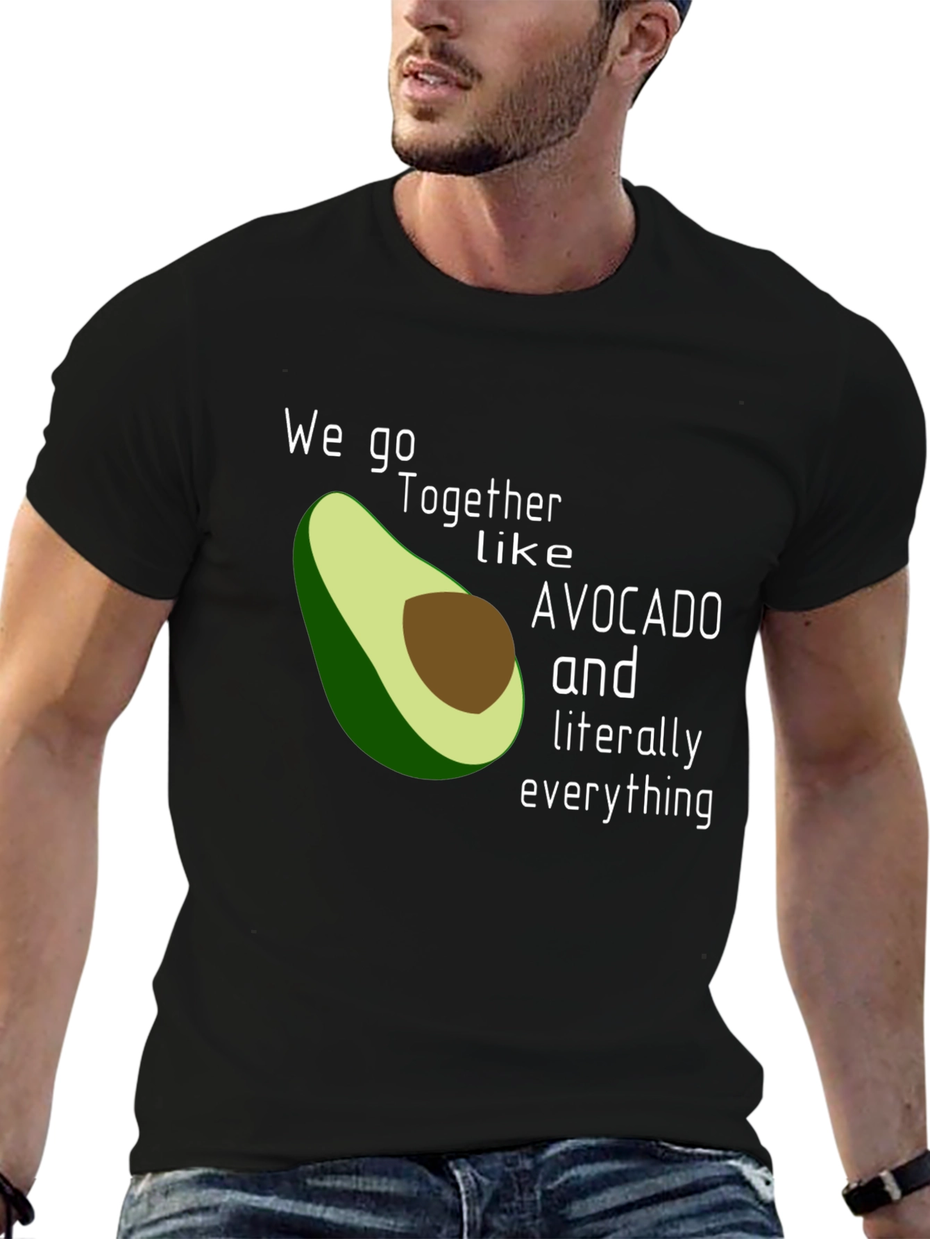 Black Avocado Love T-Shirt - We Go Together Like Avocado & Everything view 6