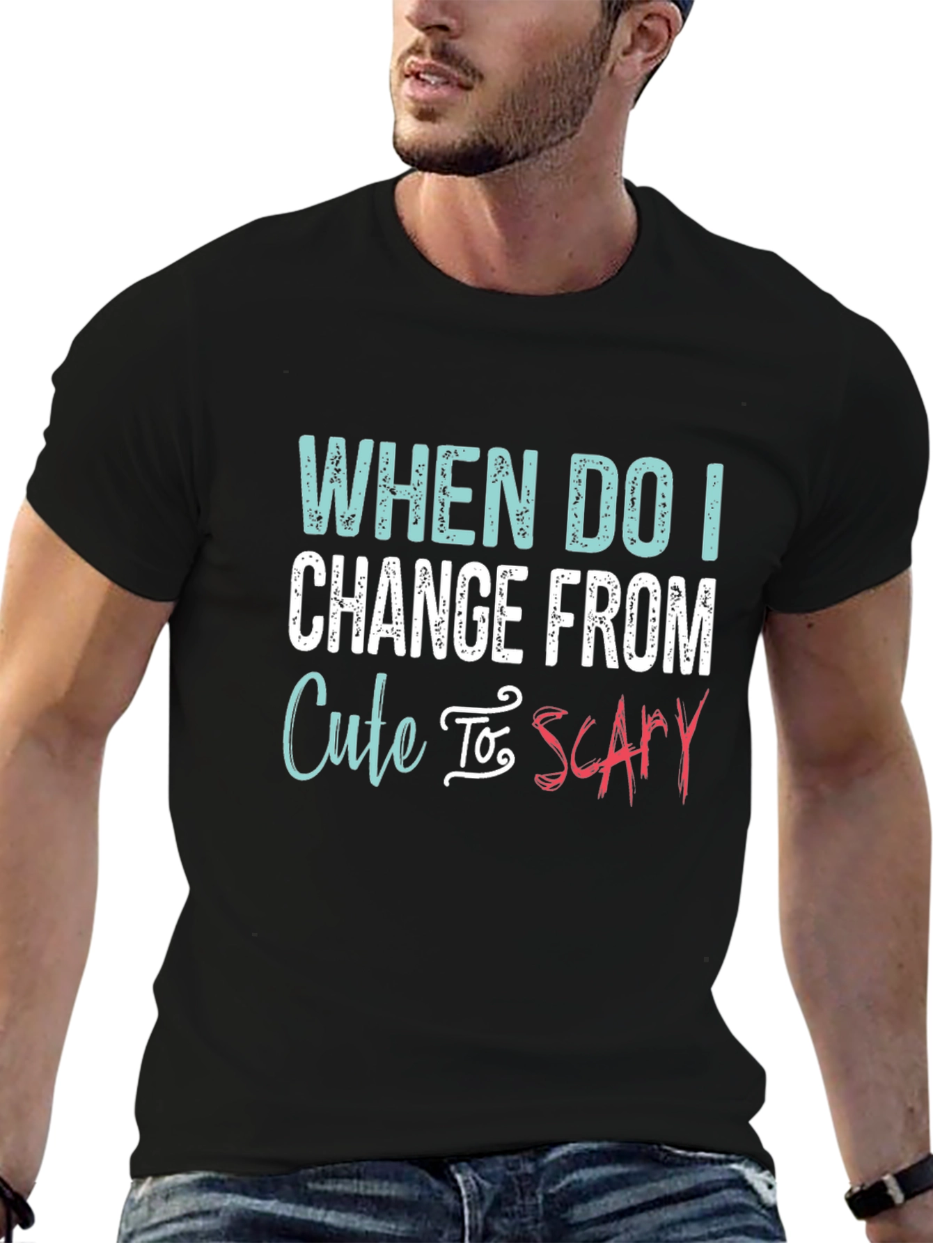 Black Cute To Scary T-Shirt - Funny Sarcastic Tee view 6