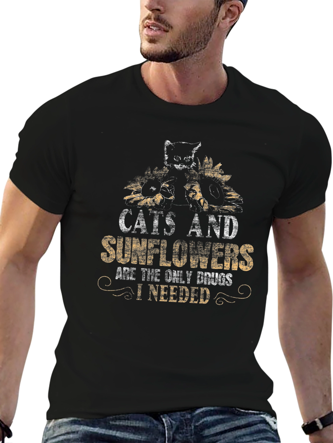 Black Cats and Sunflowers Graphic Tee - Unique Design view 6