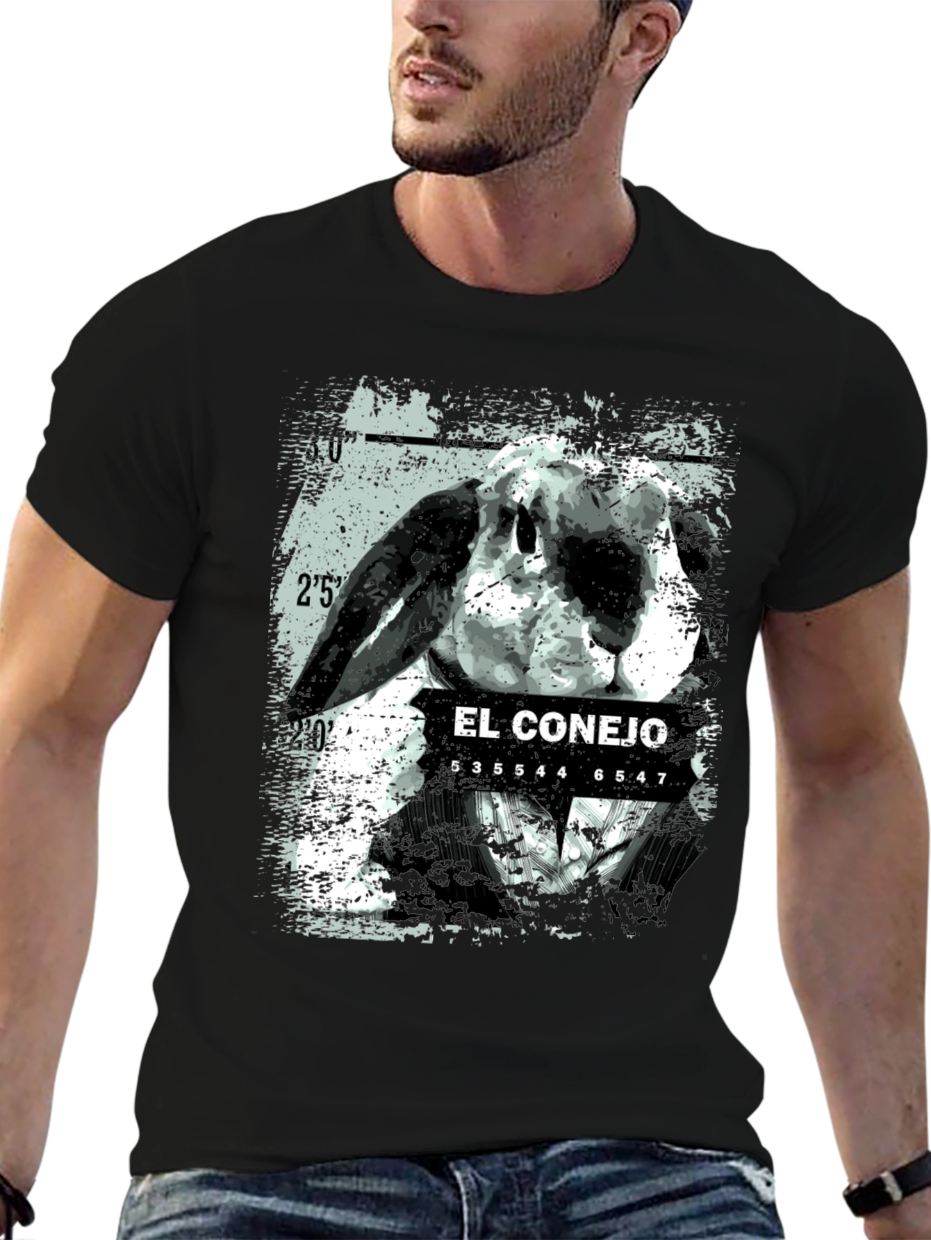 Black El Conejo Graphic T-Shirt - Black Cotton Tee view 6