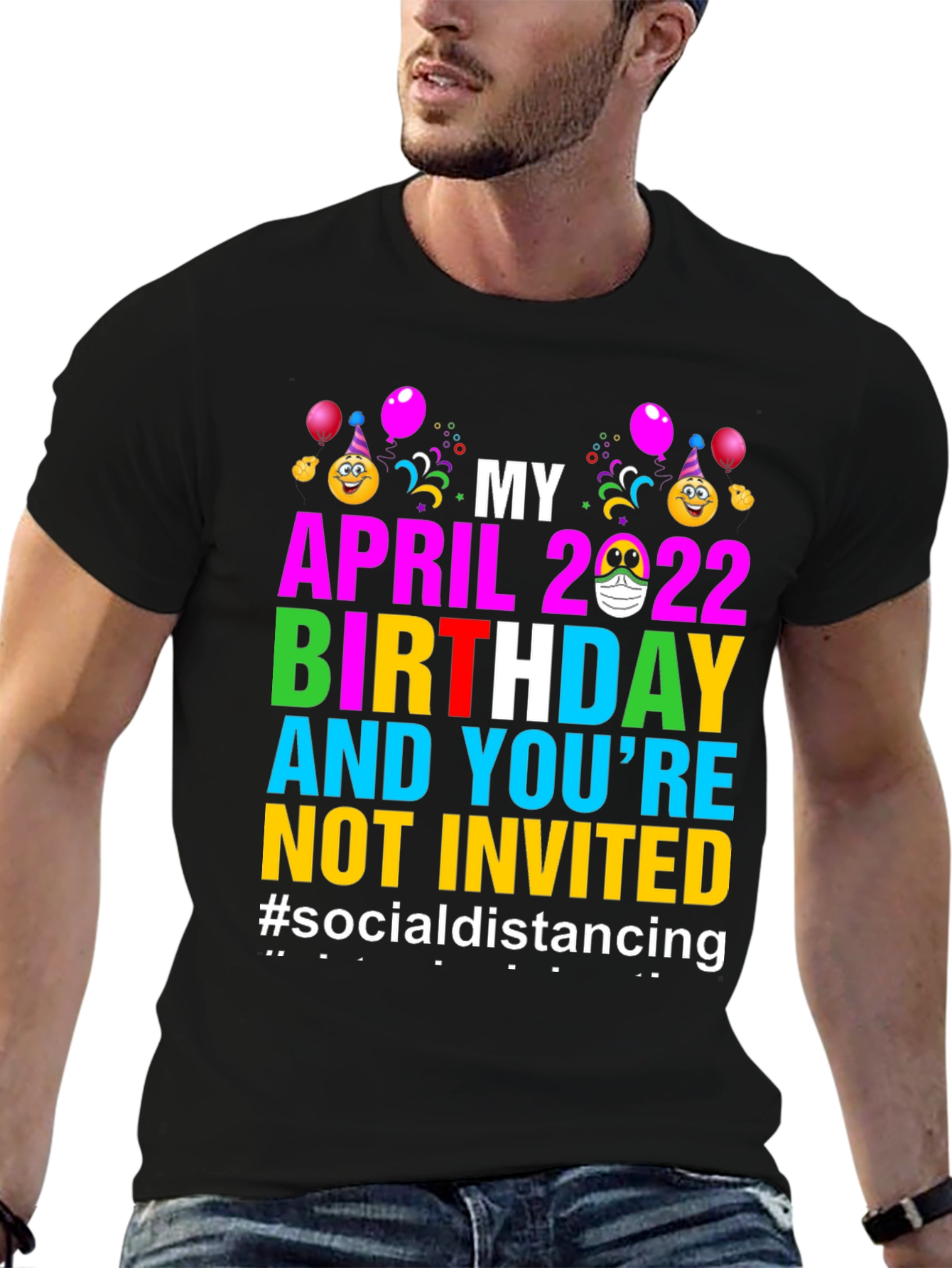 Black Funny Social Distancing Birthday T-Shirt view 6