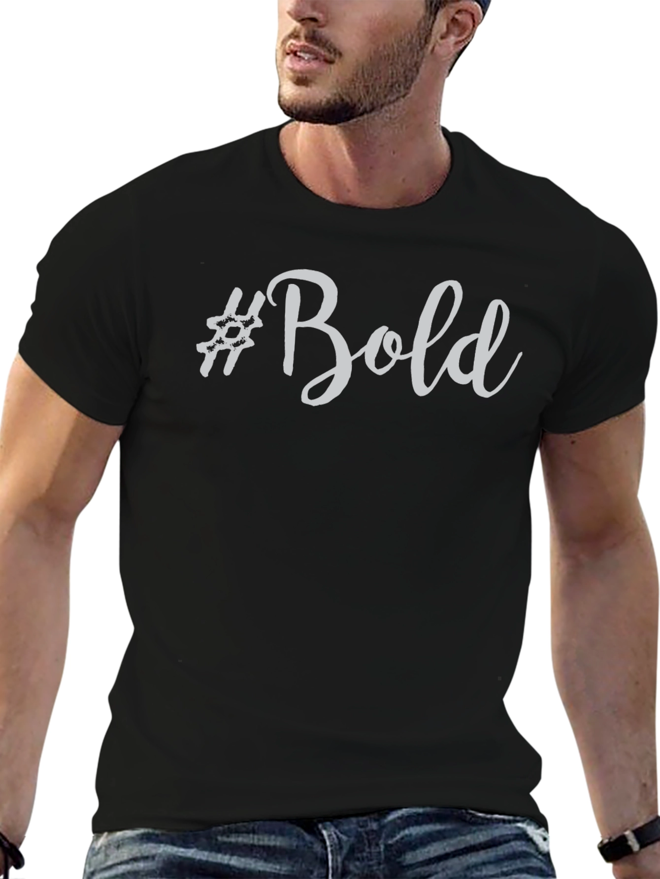 Black Bold Graphic Tee - Stylish Cotton Blend view 6