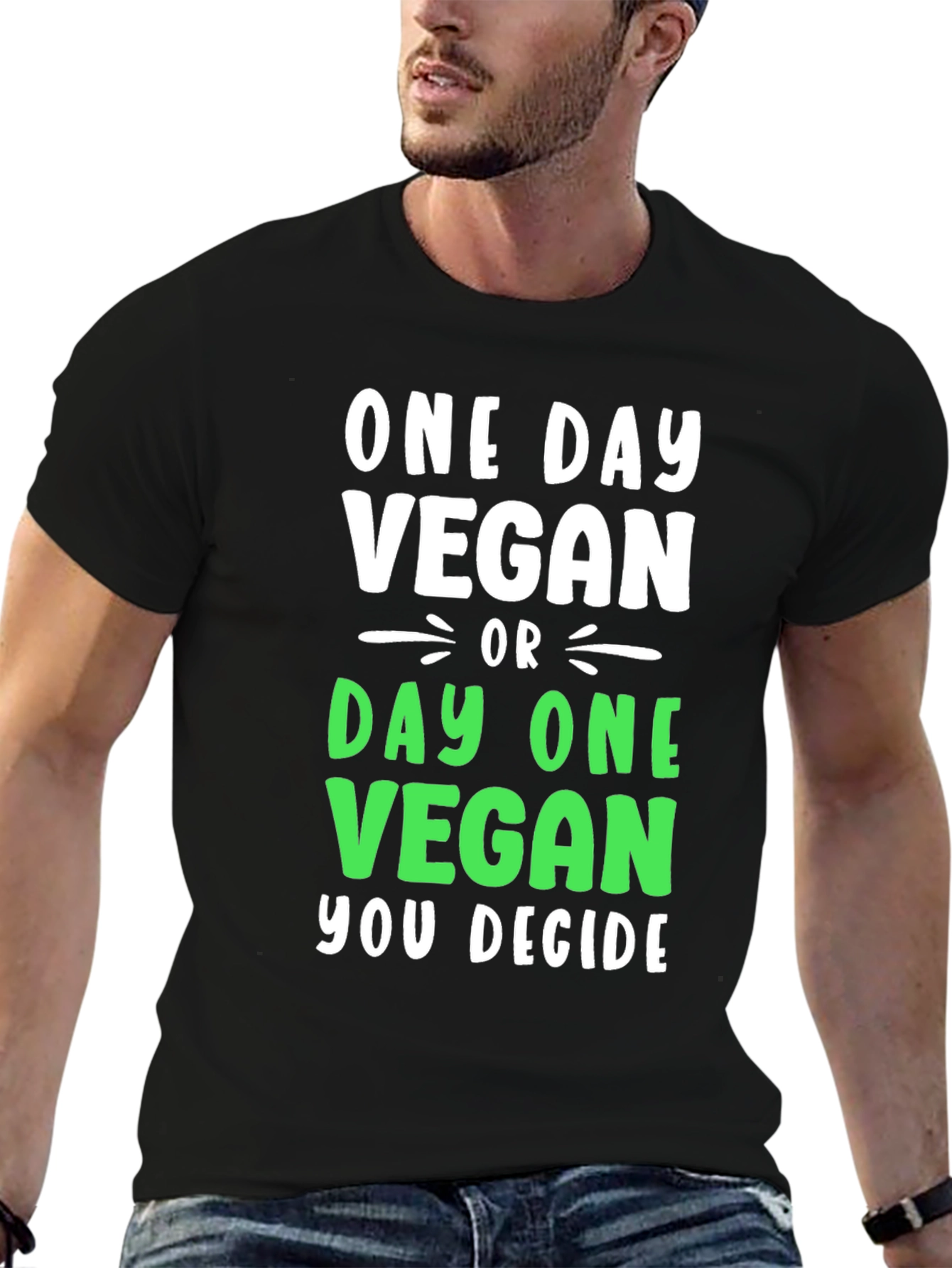 Black One Day Vegan T-Shirt - Decide Today! view 6