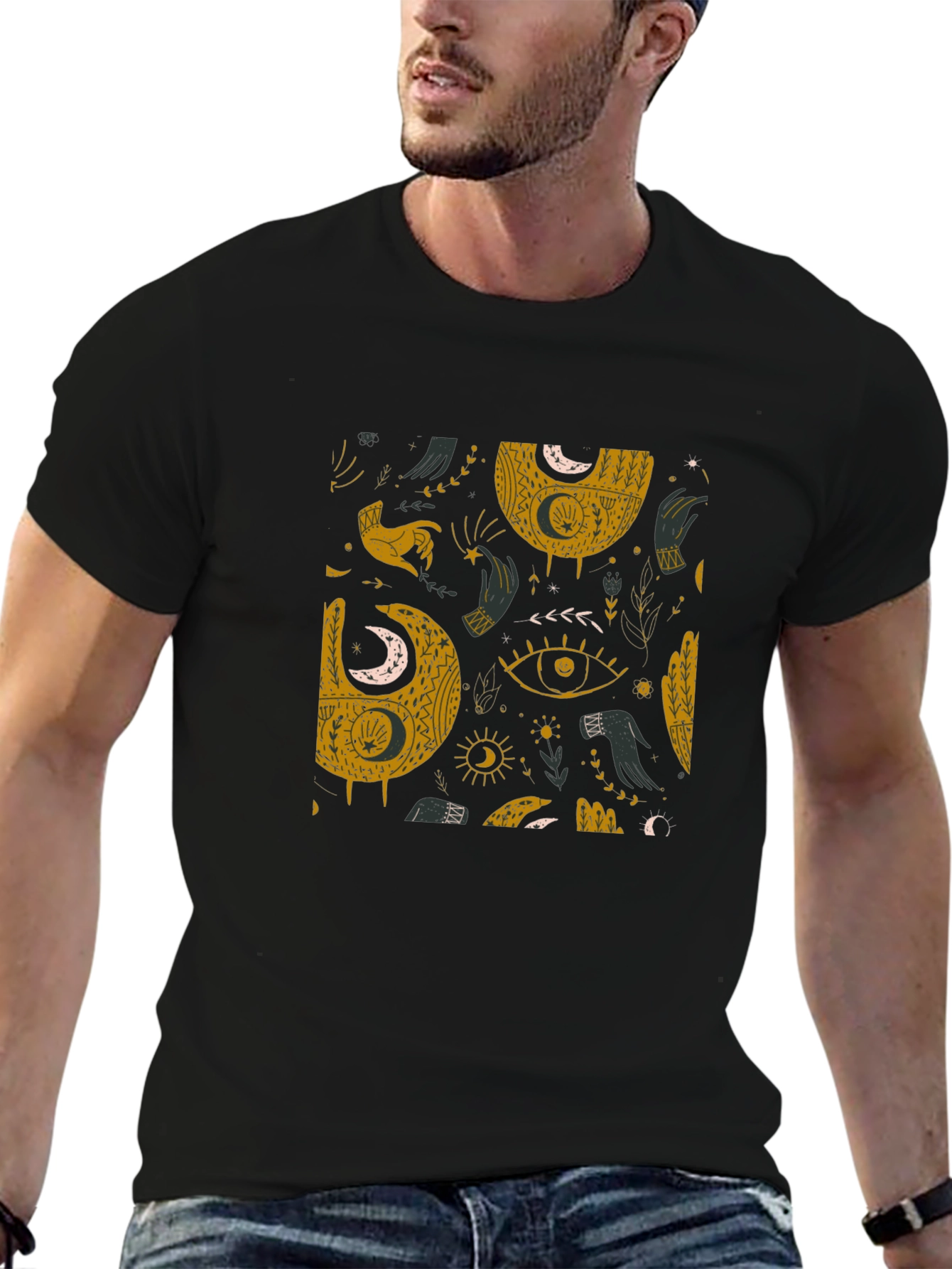 Black Mystic Moon Graphic Tee - Stylish Comfort view 6