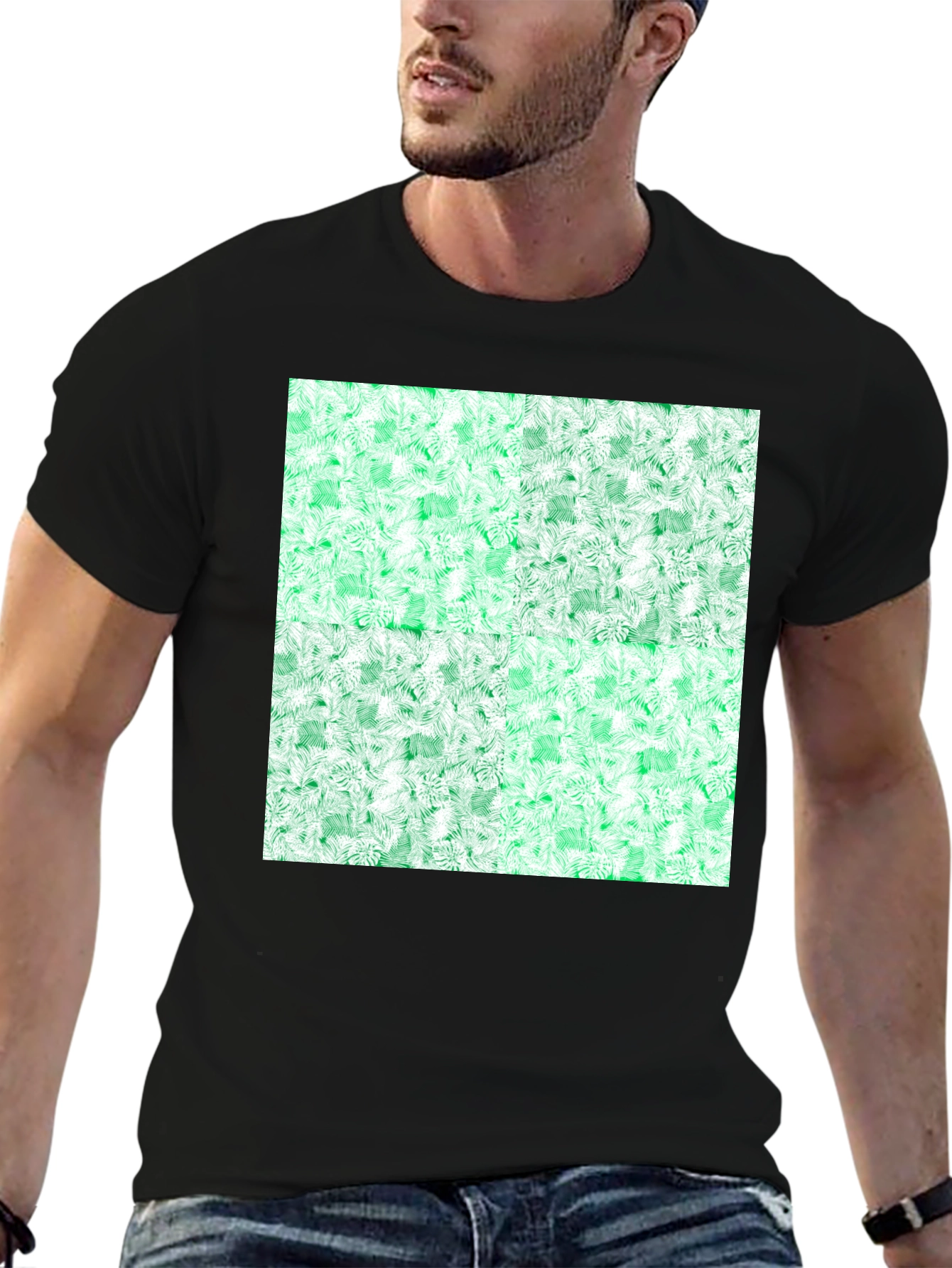 Black Emerald Fractal Pattern T-Shirt view 6