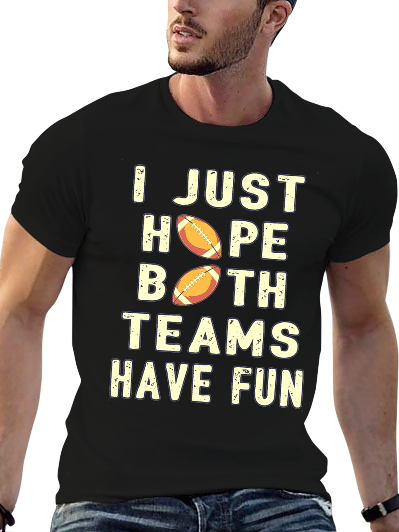 Black Funny Football T-Shirt: I Hope Both Teams Have Fun view 6