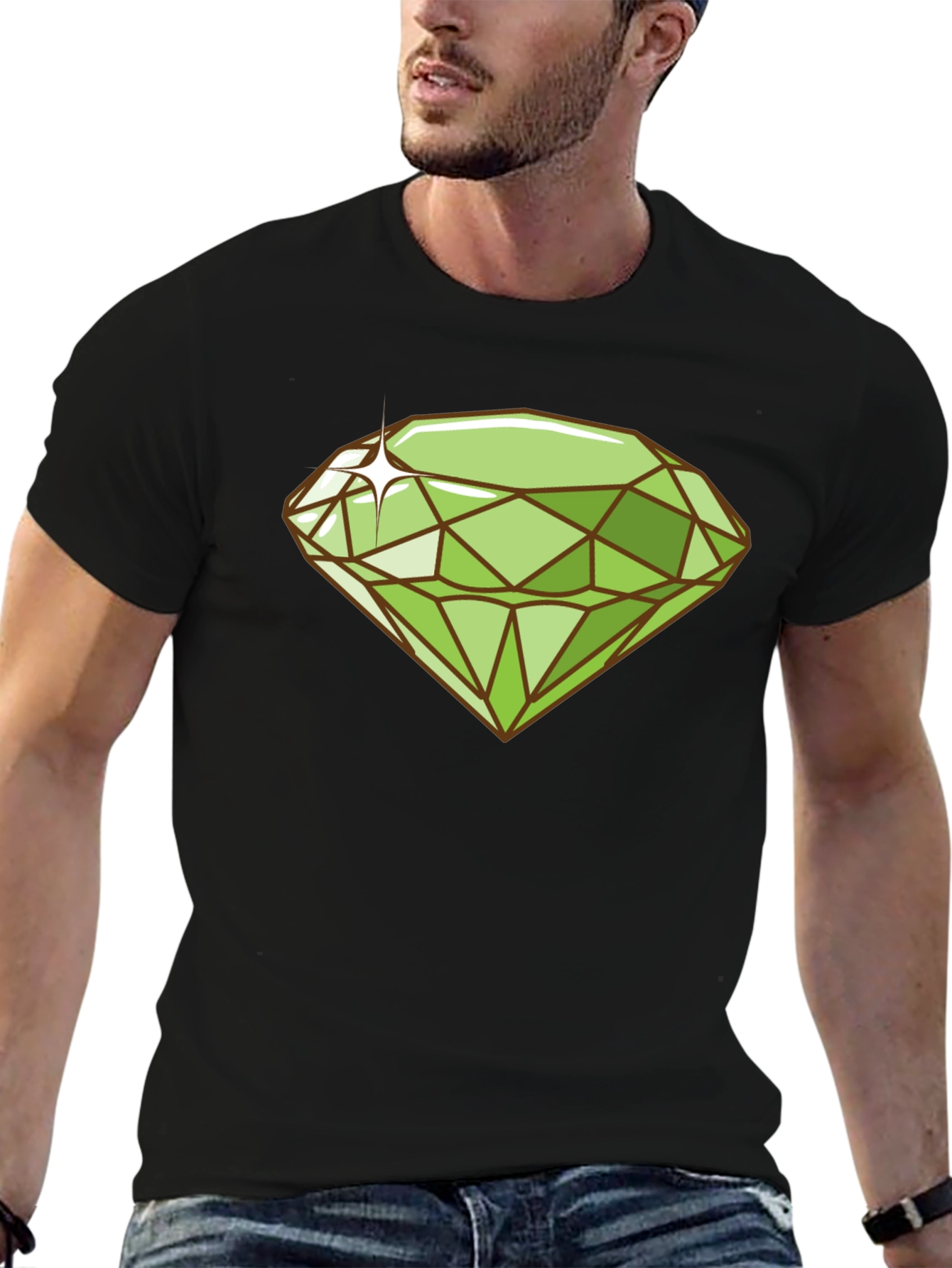 Black Emerald Gemstone Graphic Tee - Trendy Style view 6