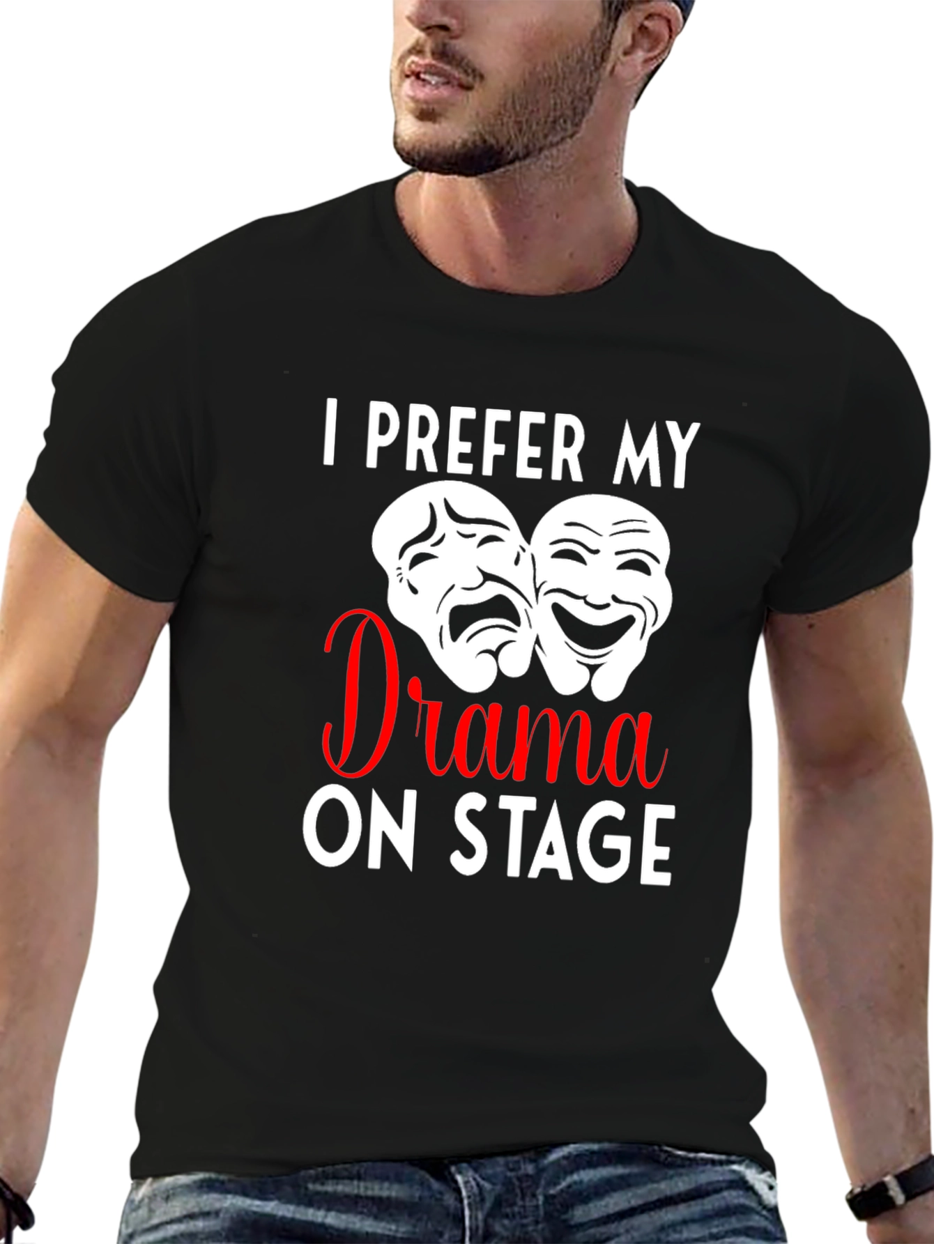 Black Drama On Stage T-Shirt, Theater Mask Design view 6