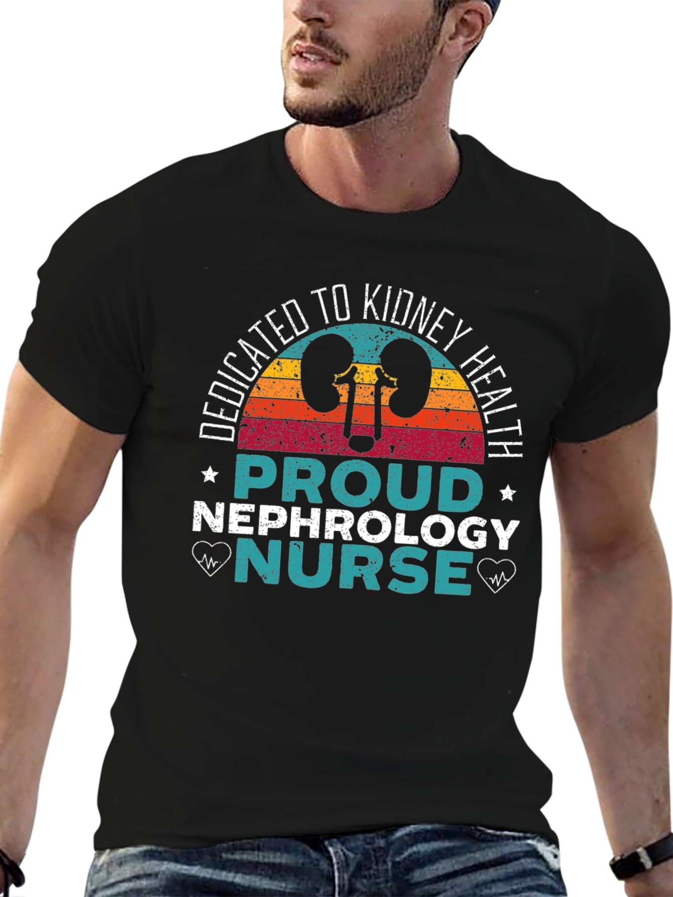 Black Dedicated Kidney Health Nephrology Nurse T-Shirt view 6