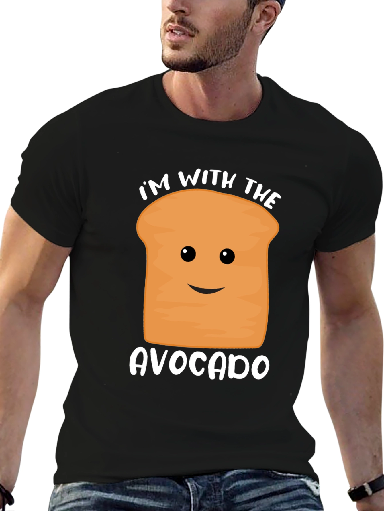 Black I'm with the Avocado Funny Graphic Tee view 6