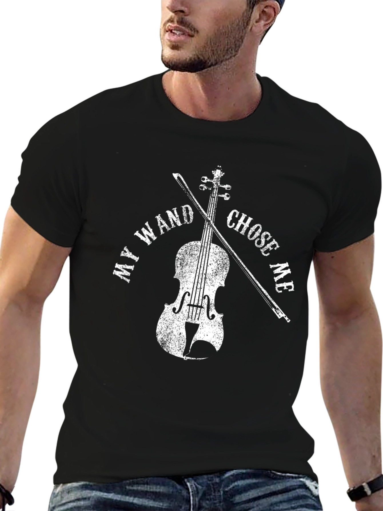 Black My Wand Chose Me Violin T-Shirt view 6