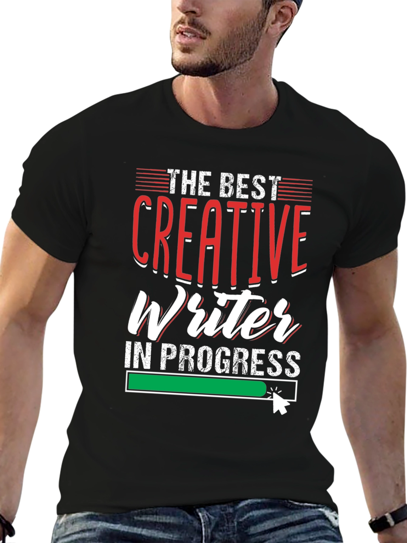 Black Creative Writer In Progress Black T-Shirt view 6