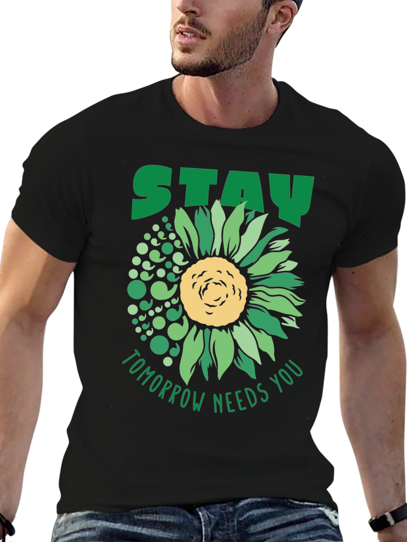 Black Stay Tomorrow Needs You Sunflower T-Shirt view 6