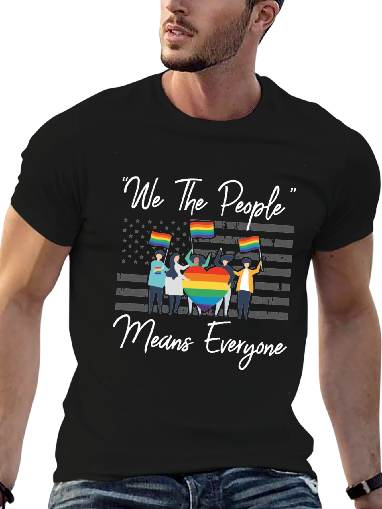 Black We The People Means Everyone T-Shirt view 6