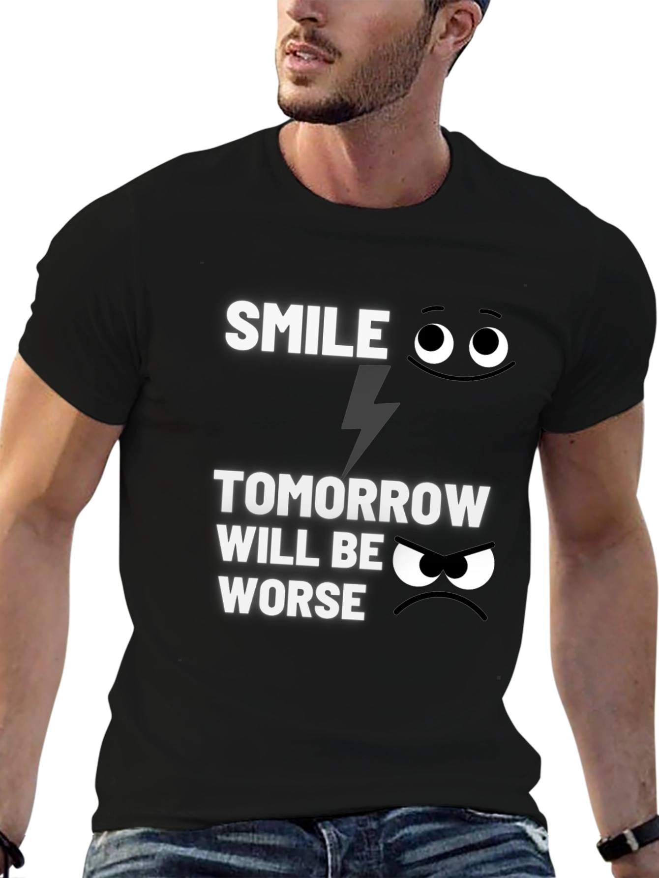 Black Smile Tomorrow Will Be Worse Graphic Tee view 6