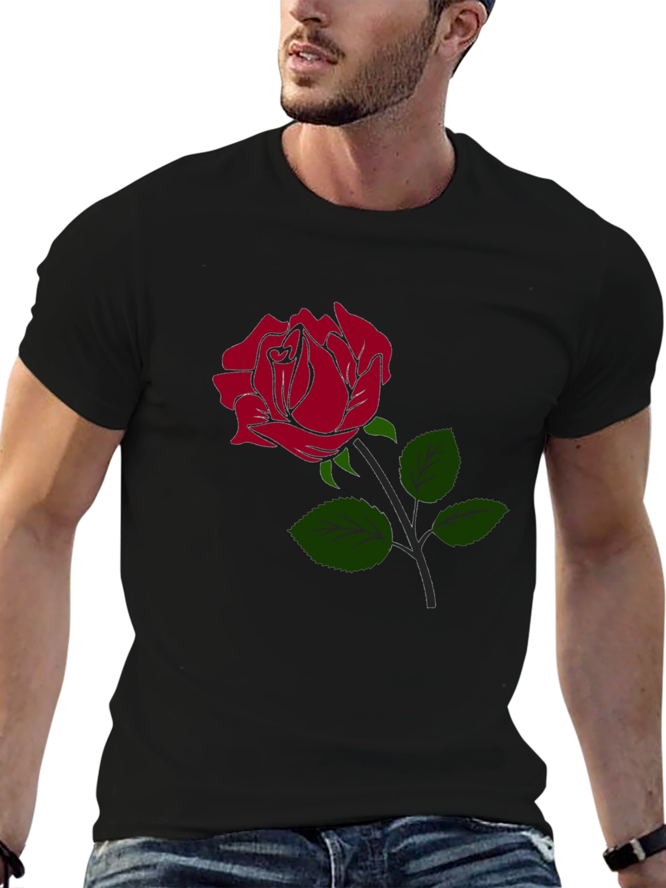Black Rose Graphic Black T-Shirt view 6