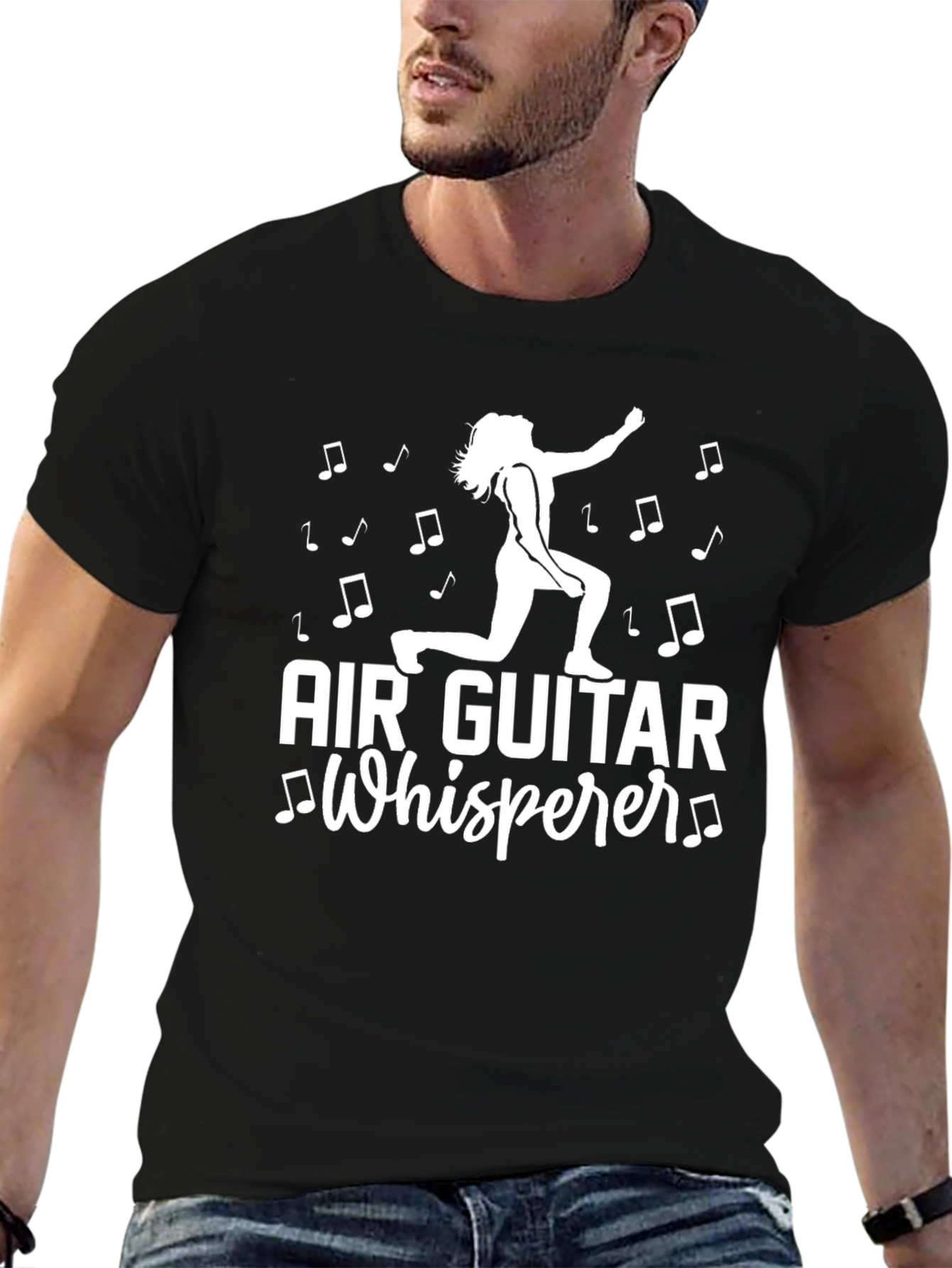 Black Air Guitar Whisperer Graphic Tee - Black Cotton view 6