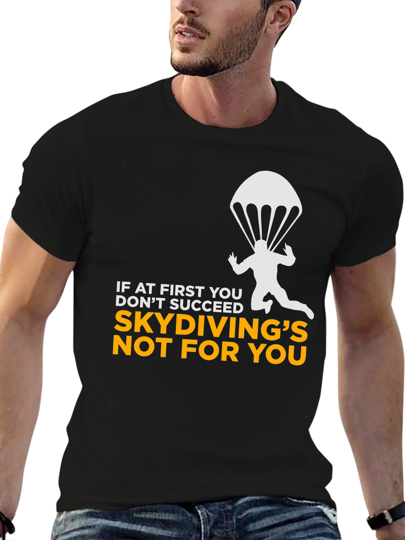 Black Skydiving Humor T-Shirt - If At First You Don't Succeed view 6