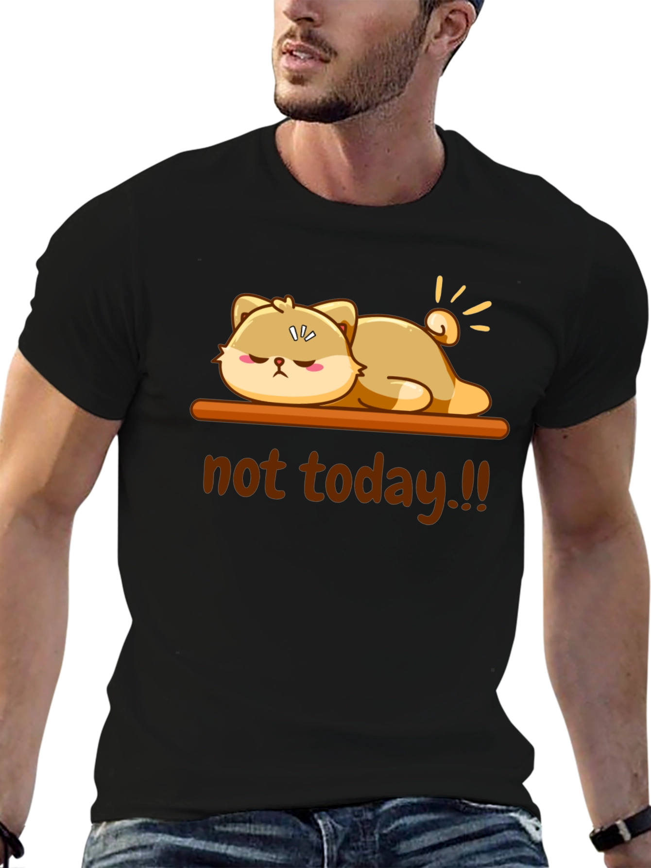 Black Not Today Funny Graphic T-Shirt view 6