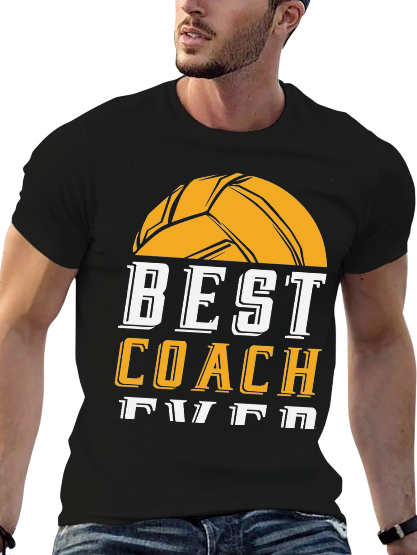 Black Best Coach Ever Volleyball Graphic Tee view 6
