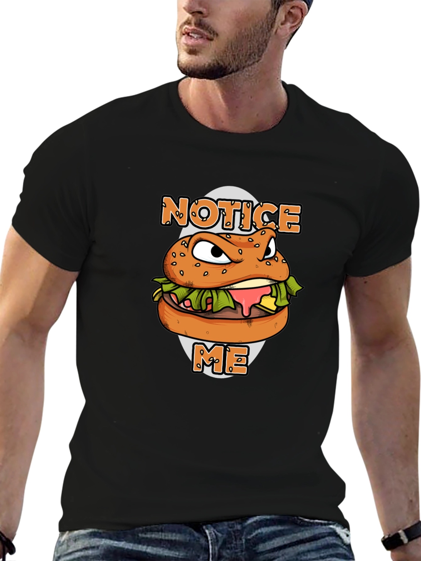 Black Notice Me Burger Graphic T-Shirt view 6