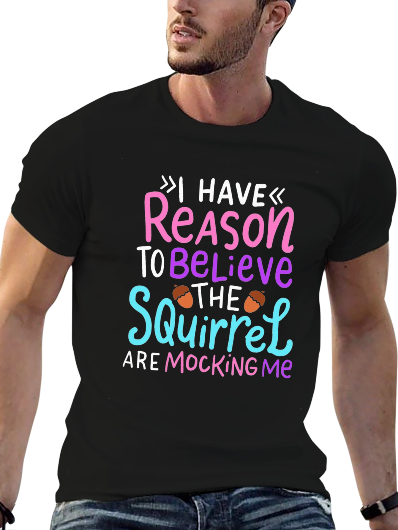 Black Squirrel Mocking Me Graphic Tee - Funny Novelty T-Shirt view 6