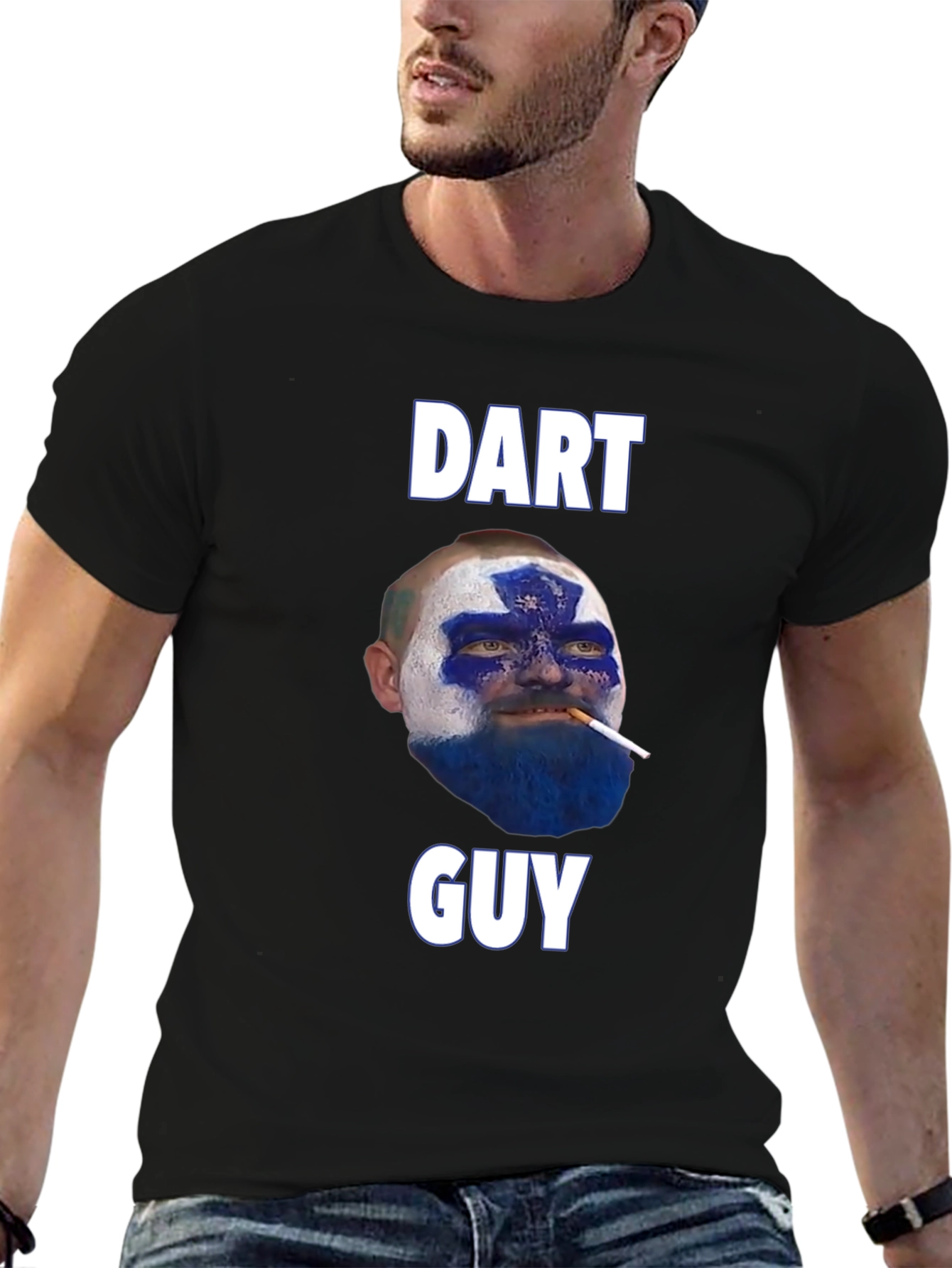 Black Dart Guy T-Shirt - Funny Graphic Tee view 6