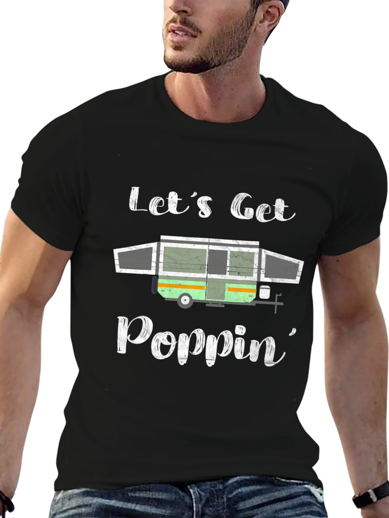 Black Let's Get Poppin' Camping T-Shirt view 6