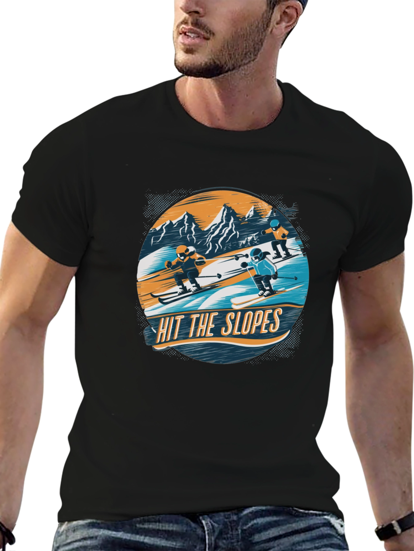 Hit the Slopes Graphic Tee - Black Cotton T-Shirt - 6