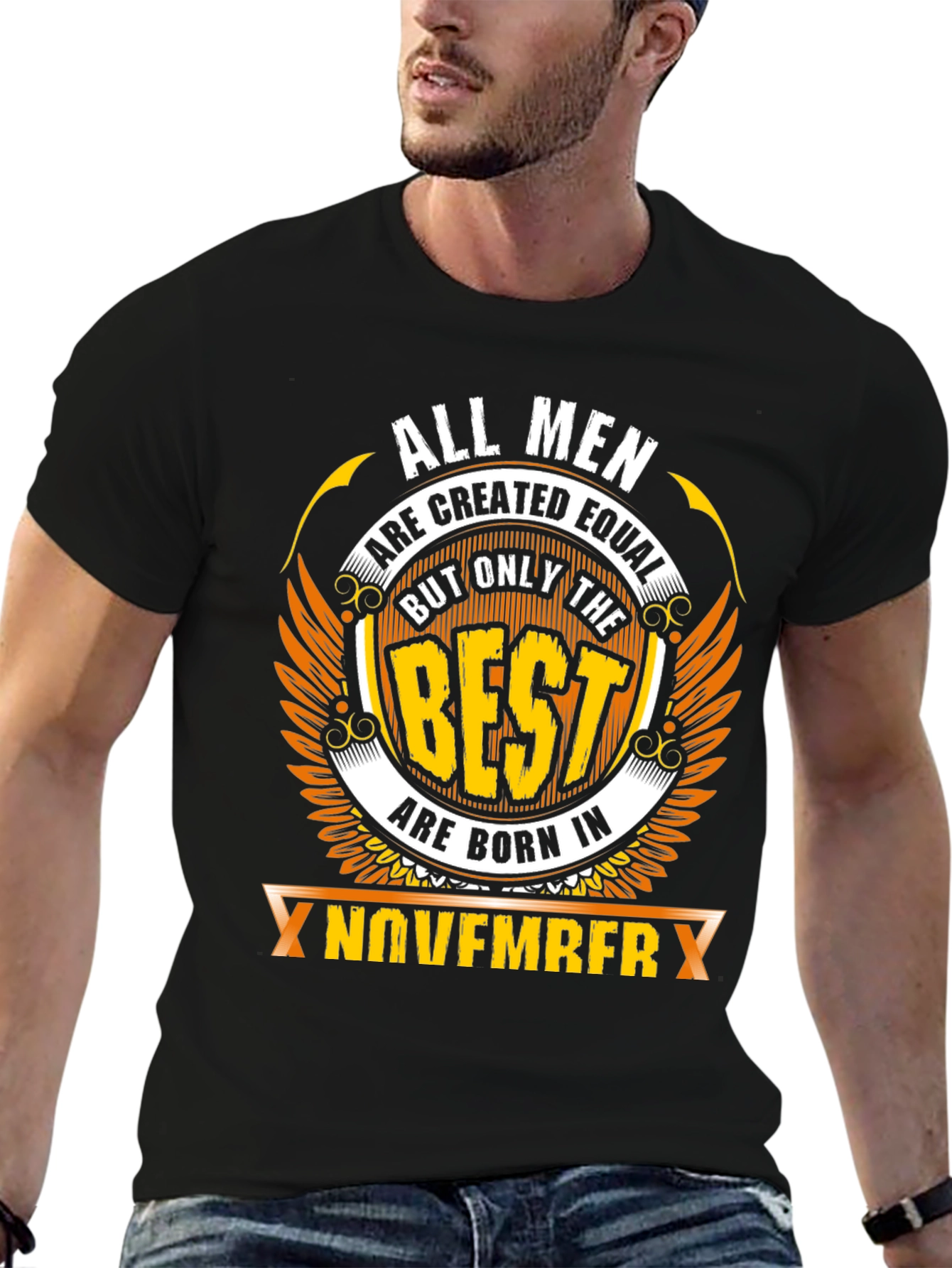 Black Best Men are Born in November T-Shirt view 6