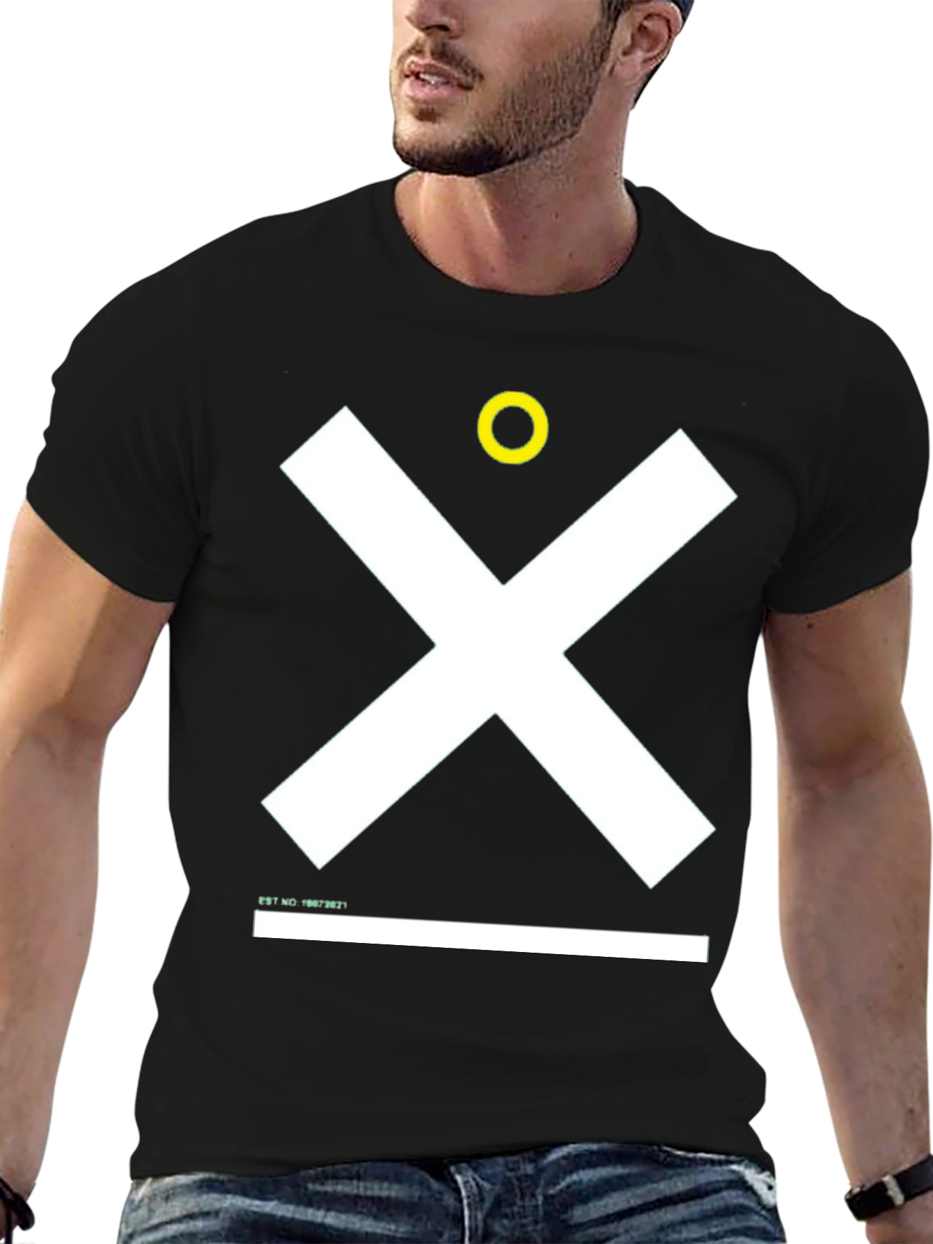 Black Abstract Graphic Tee - Modern Black T-Shirt view 6