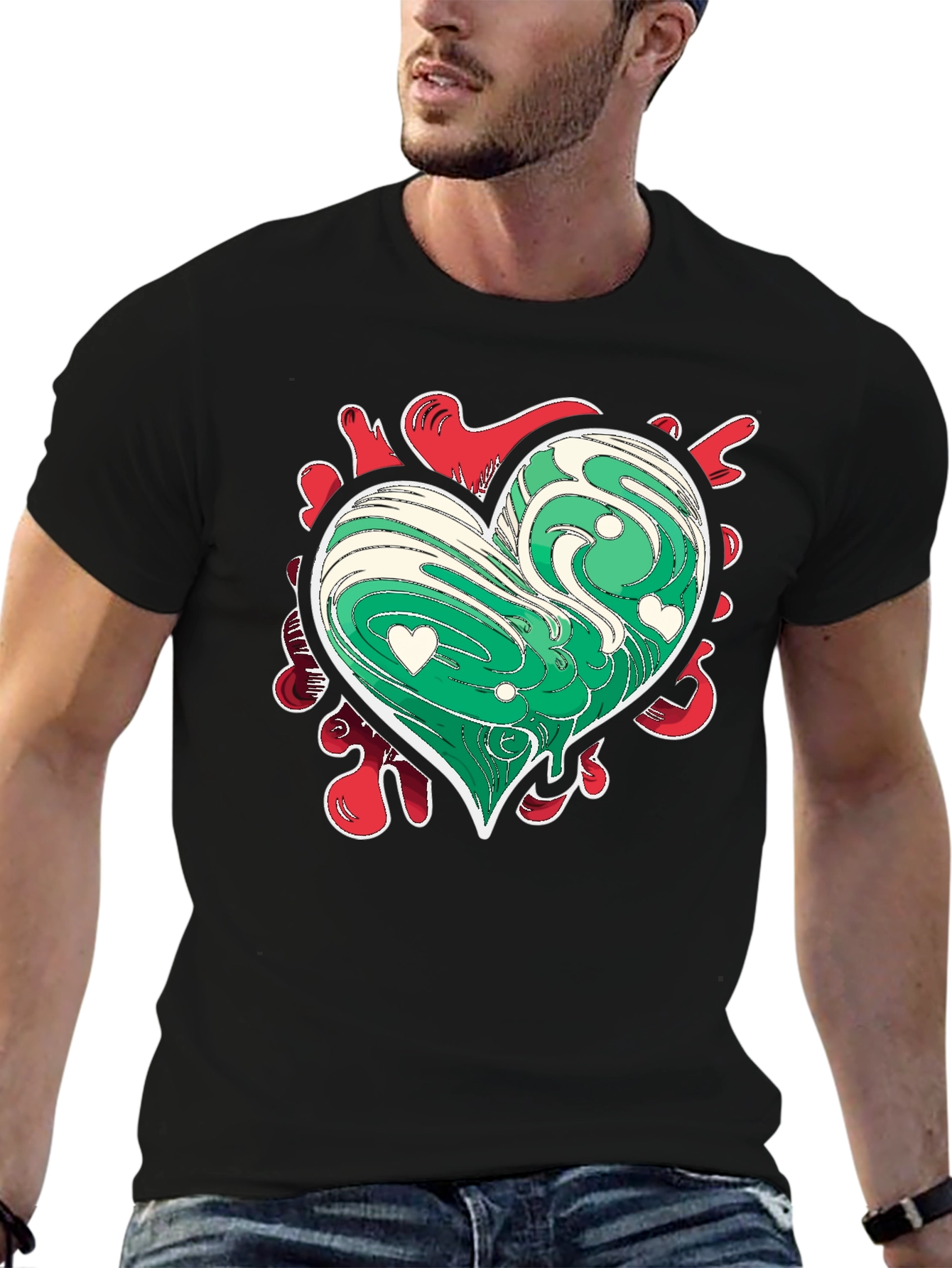 Black Heart Graphic Black T-Shirt view 6