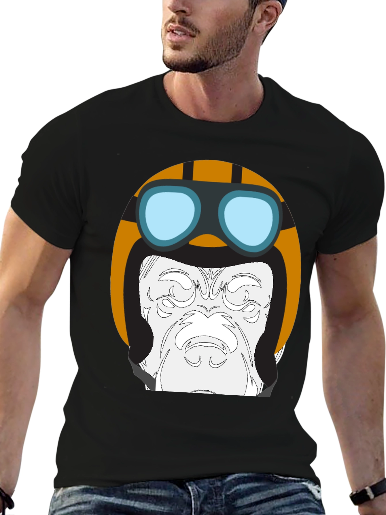 Black Cool Pilot Gorilla Graphic T-Shirt view 6