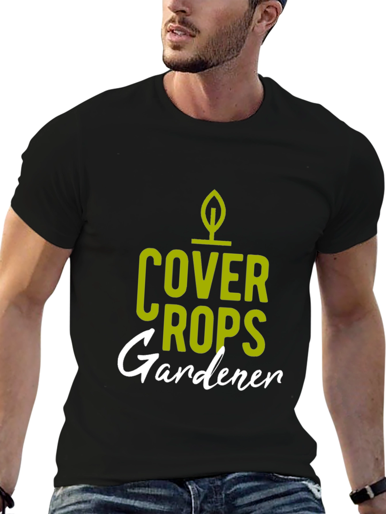 Black Cover Crops Gardener T-Shirt - Black Cotton Blend view 6