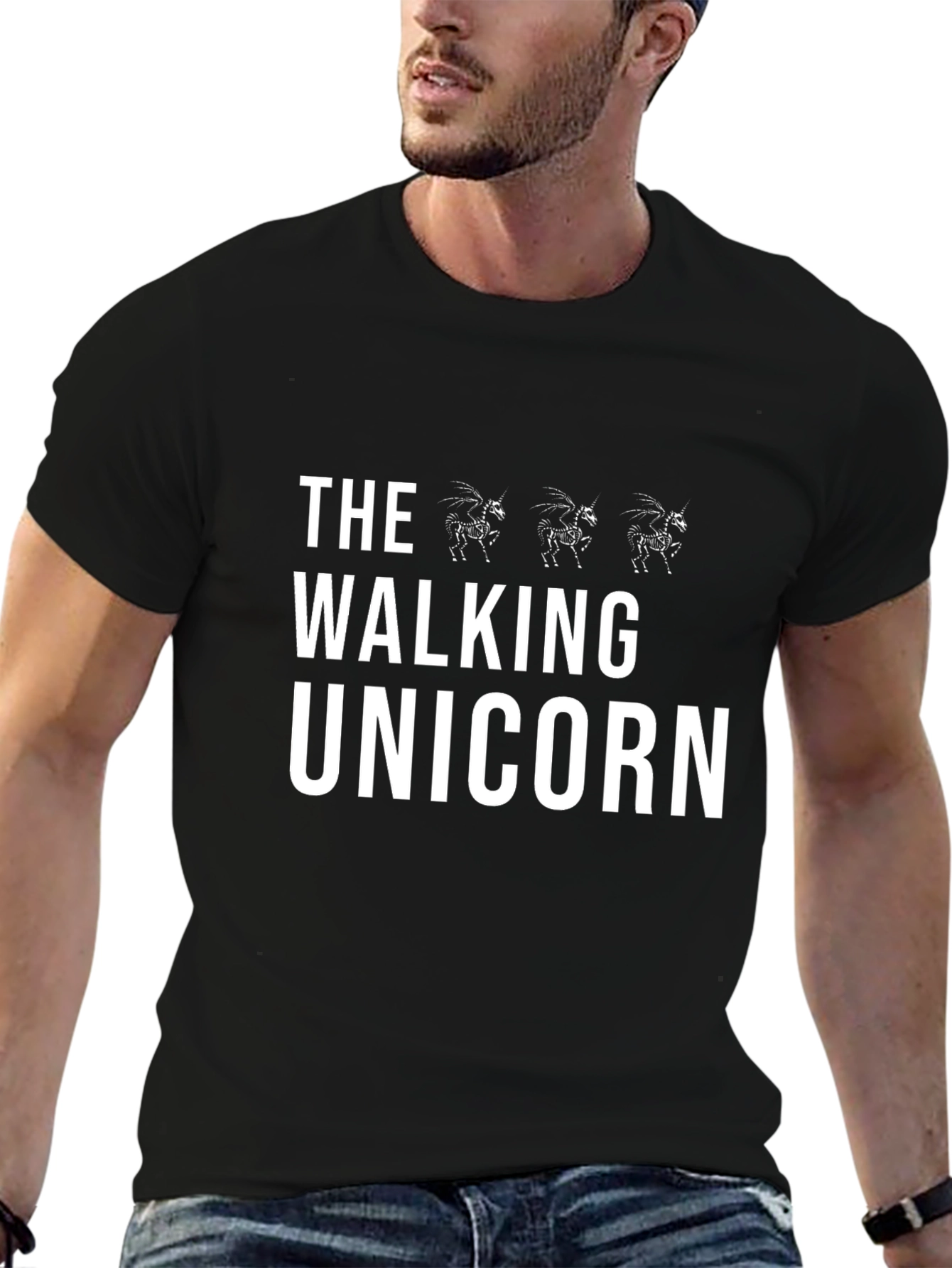 Black The Walking Unicorn Black Graphic Tee view 6