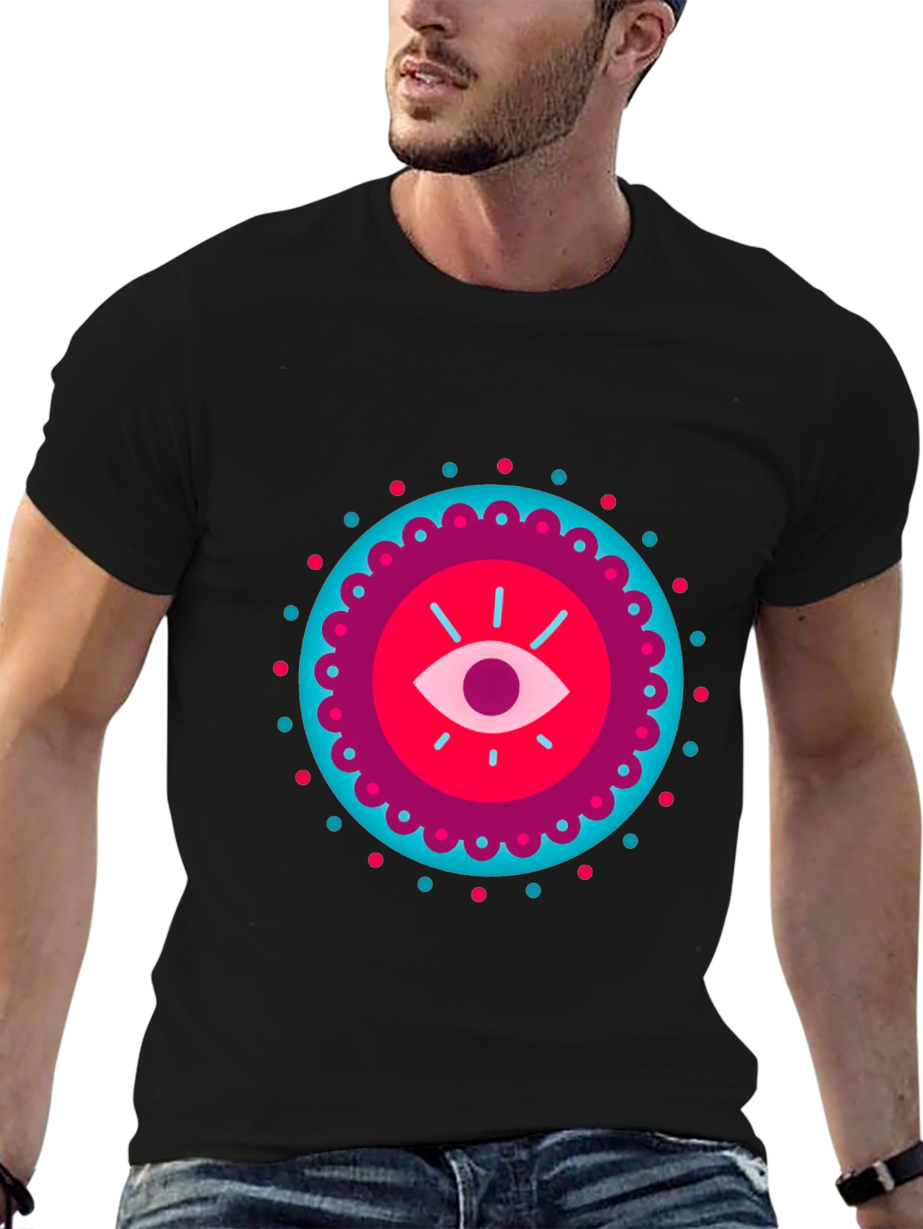 Black Mystic Eye Graphic Black T-Shirt view 6