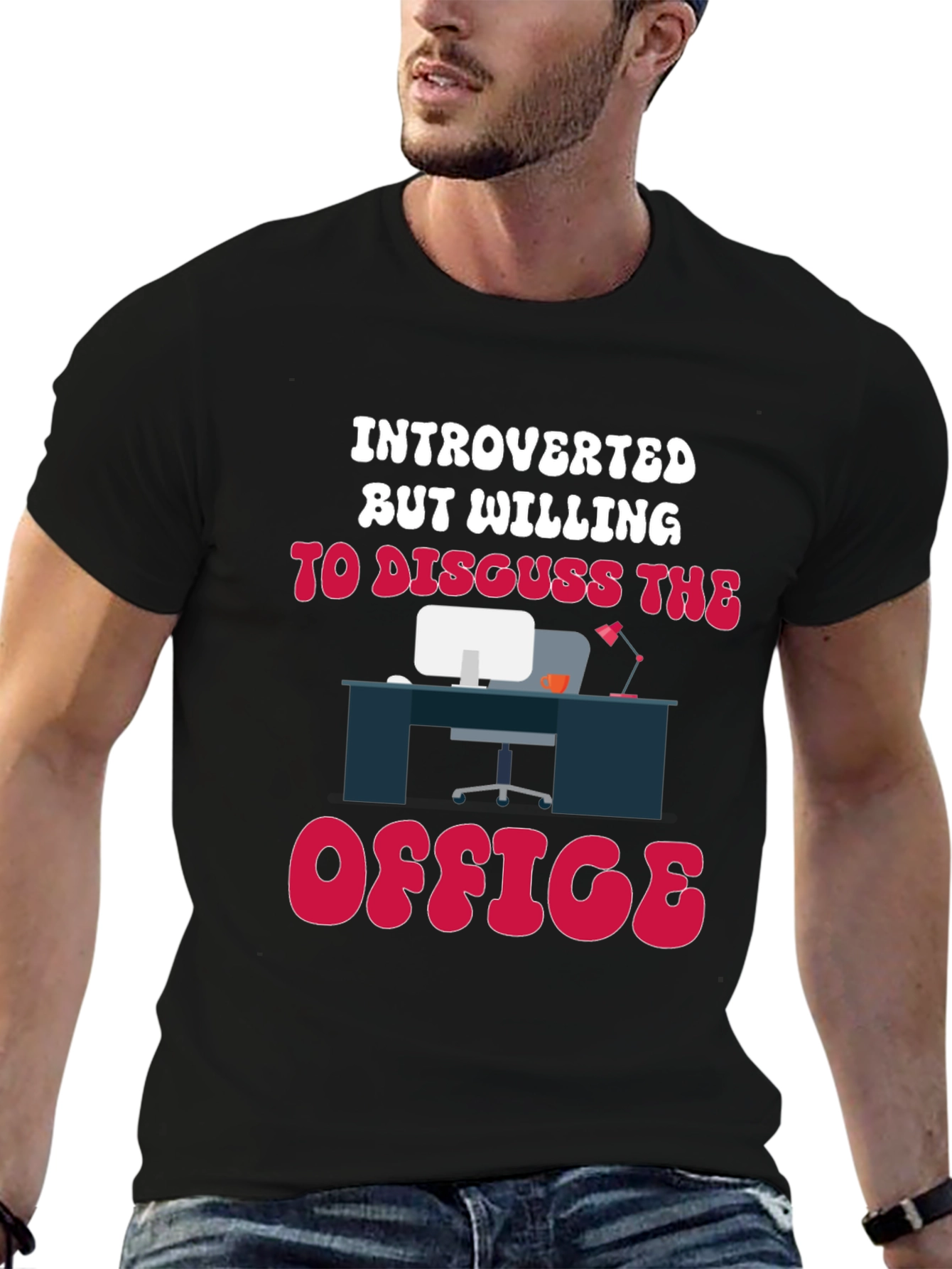 Black Introverted Office T-Shirt view 6
