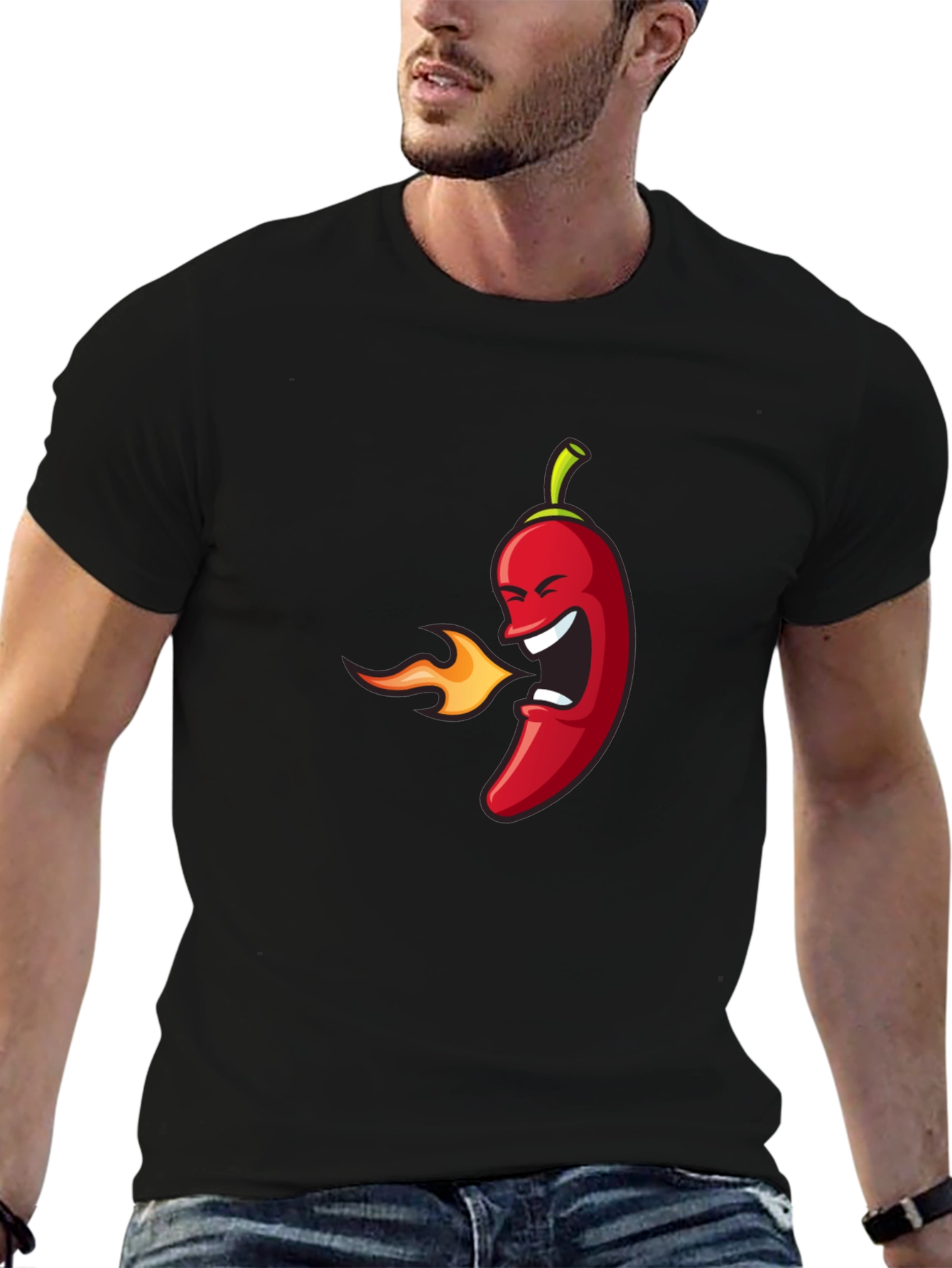 Black Spicy Chili Pepper Graphic T-Shirt - Black view 6