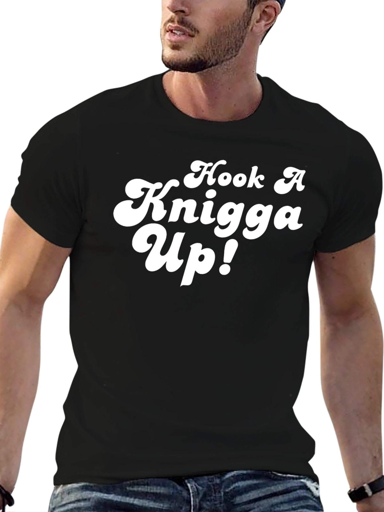 Black Hook A Knigga Up! Novelty Black T-Shirt view 6